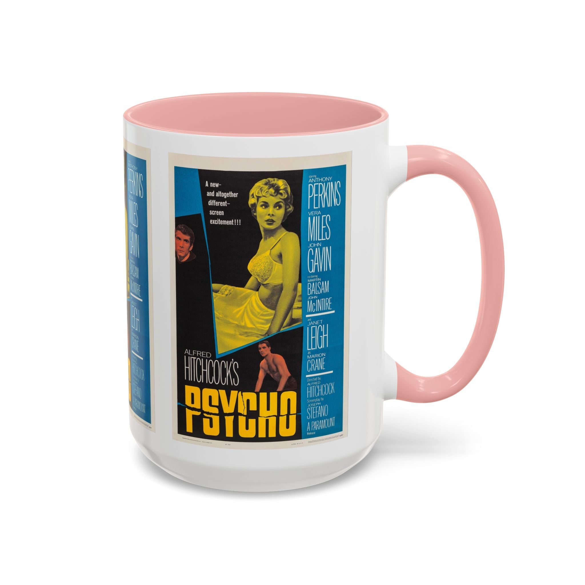 Cult Classic Movie Poster Art Accent Coffee Mug (11, 15oz) - Psycho Halftone Version 1960 - POPvault