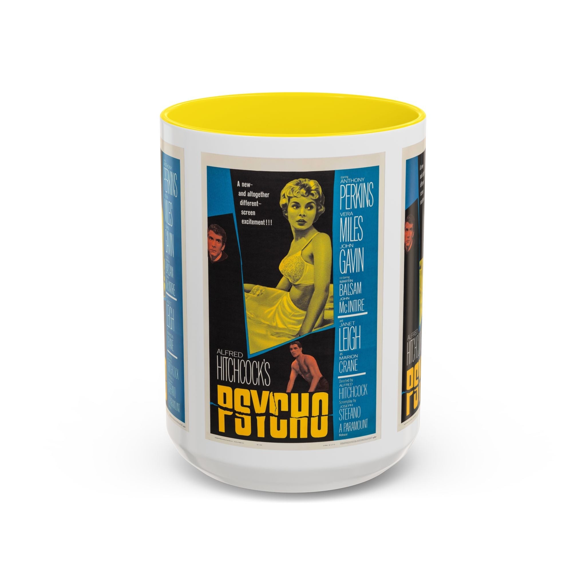 Cult Classic Movie Poster Art Accent Coffee Mug (11, 15oz) - Psycho Halftone Version 1960 - POPvault