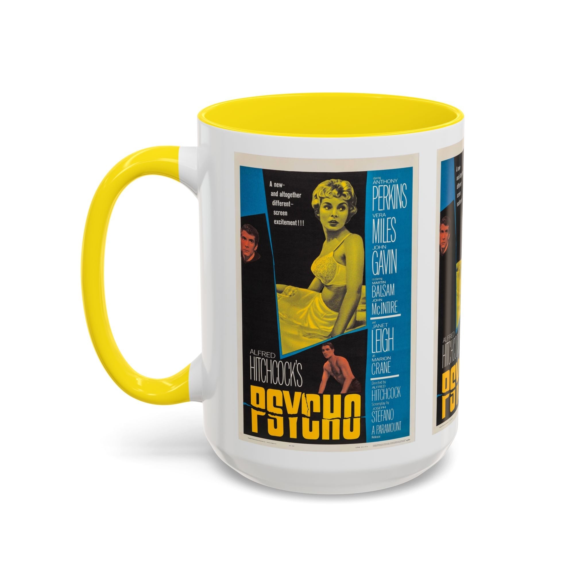 Cult Classic Movie Poster Art Accent Coffee Mug (11, 15oz) - Psycho Halftone Version 1960 - POPvault