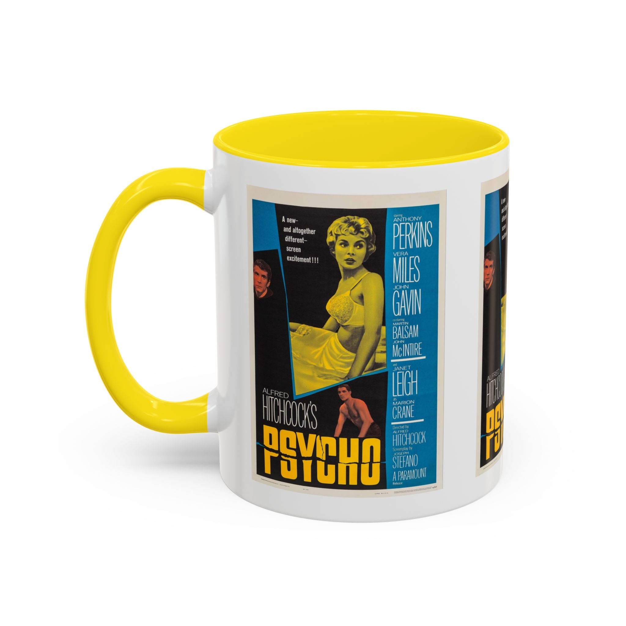 Cult Classic Movie Poster Art Accent Coffee Mug (11, 15oz) - Psycho Halftone Version 1960 - POPvault