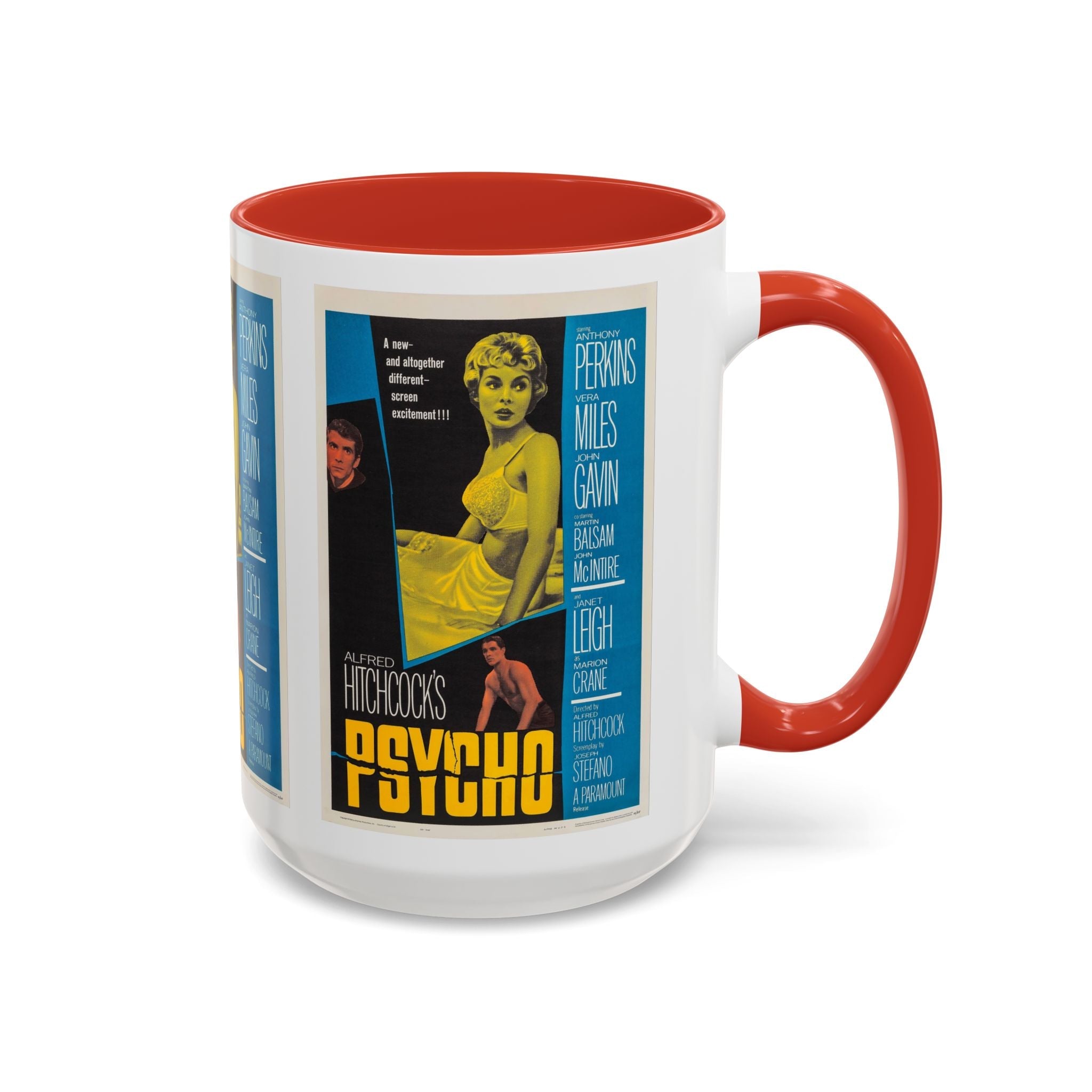 Cult Classic Movie Poster Art Accent Coffee Mug (11, 15oz) - Psycho Halftone Version 1960 - POPvault