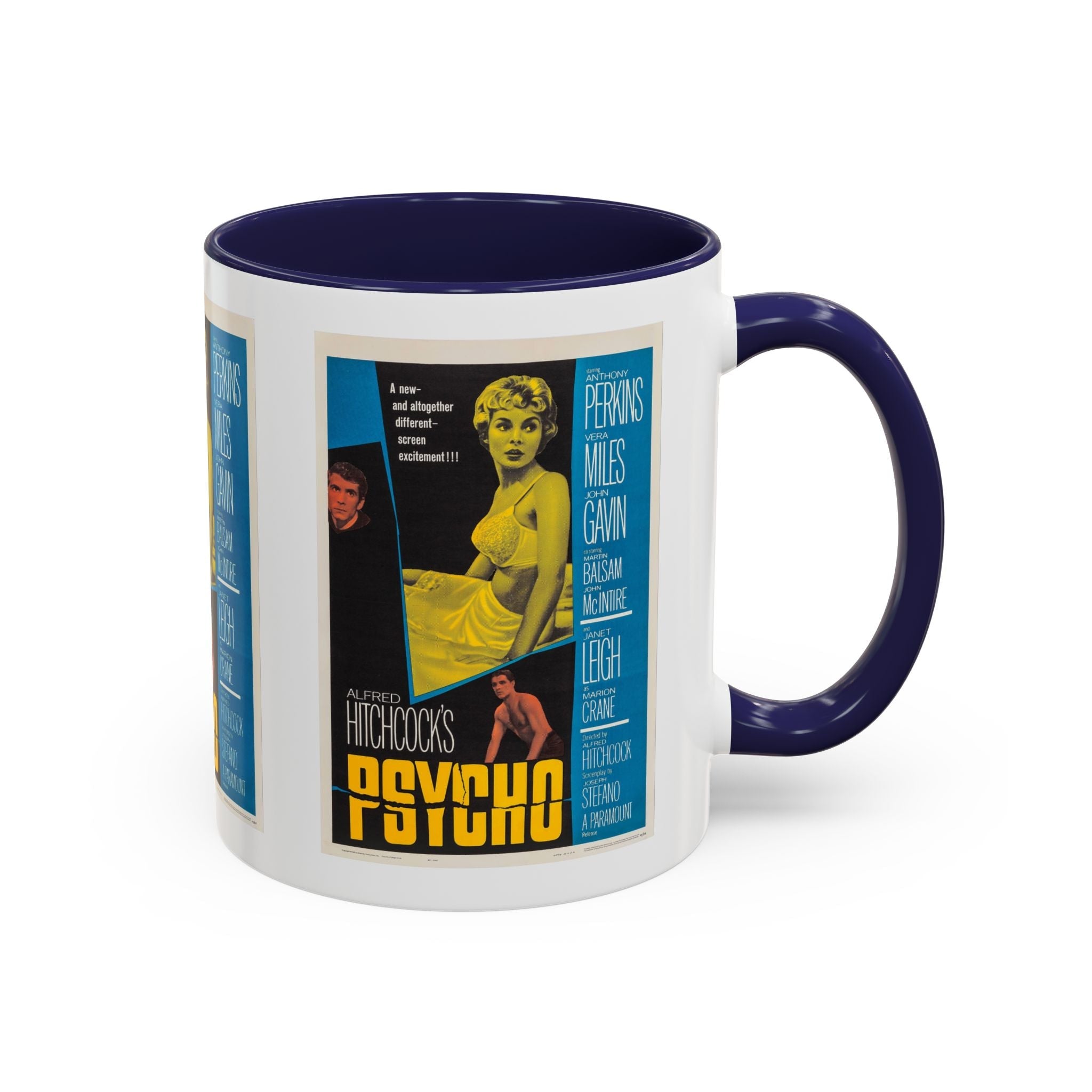 Cult Classic Movie Poster Art Accent Coffee Mug (11, 15oz) - Psycho Halftone Version 1960 - POPvault