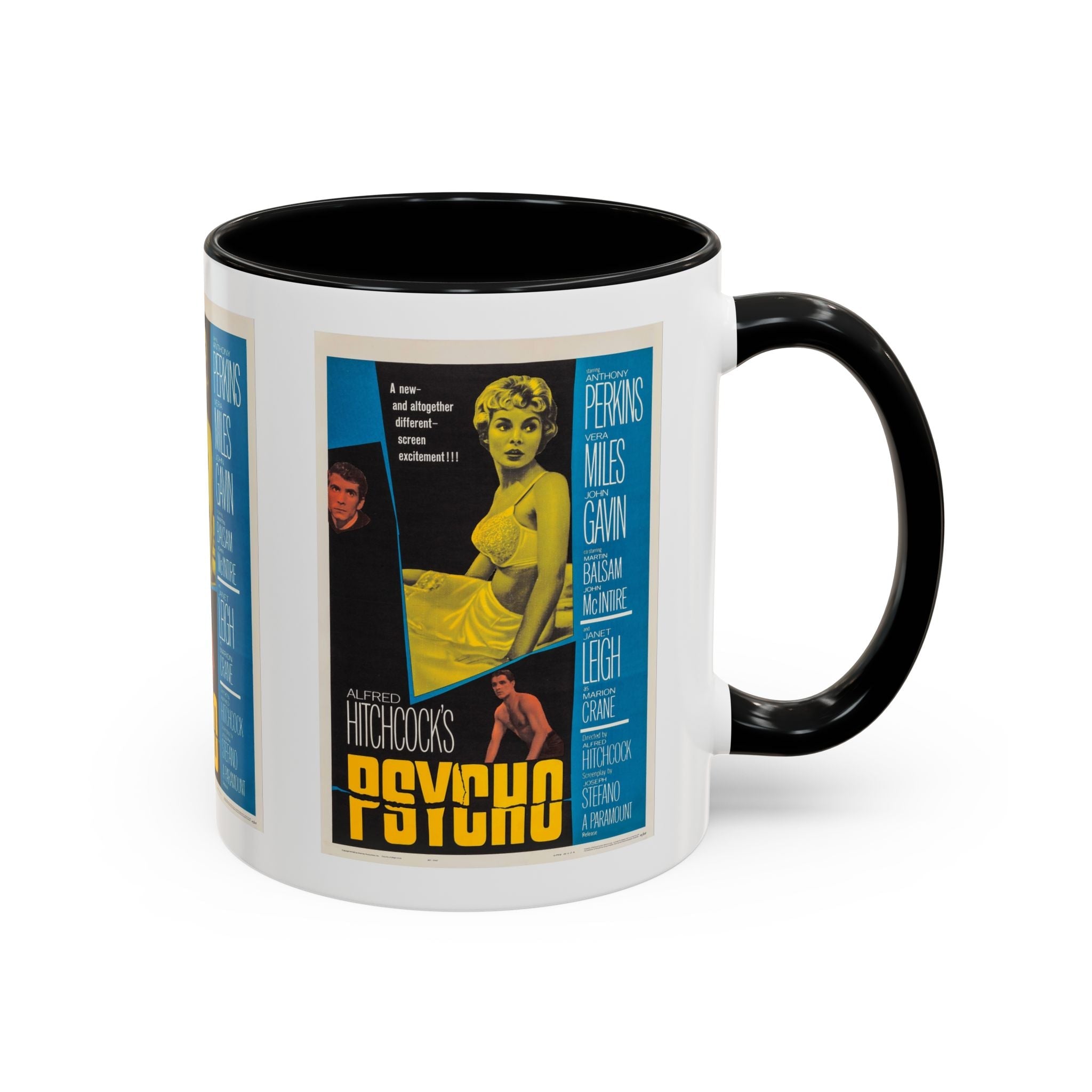 Cult Classic Movie Poster Art Accent Coffee Mug (11, 15oz) - Psycho Halftone Version 1960 - POPvault