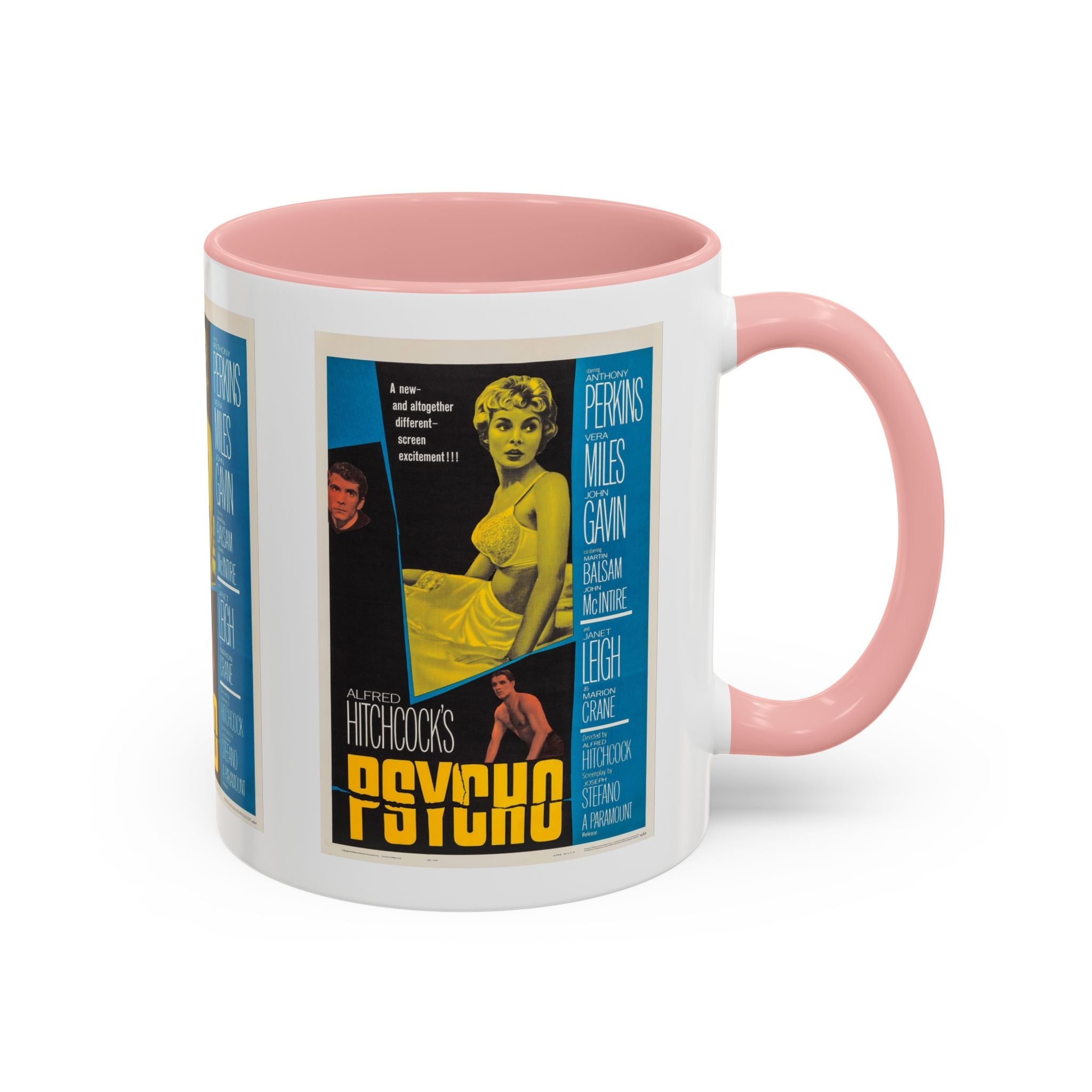 Cult Classic Movie Poster Art Accent Coffee Mug (11, 15oz) - Psycho Halftone Version 1960 - POPvault