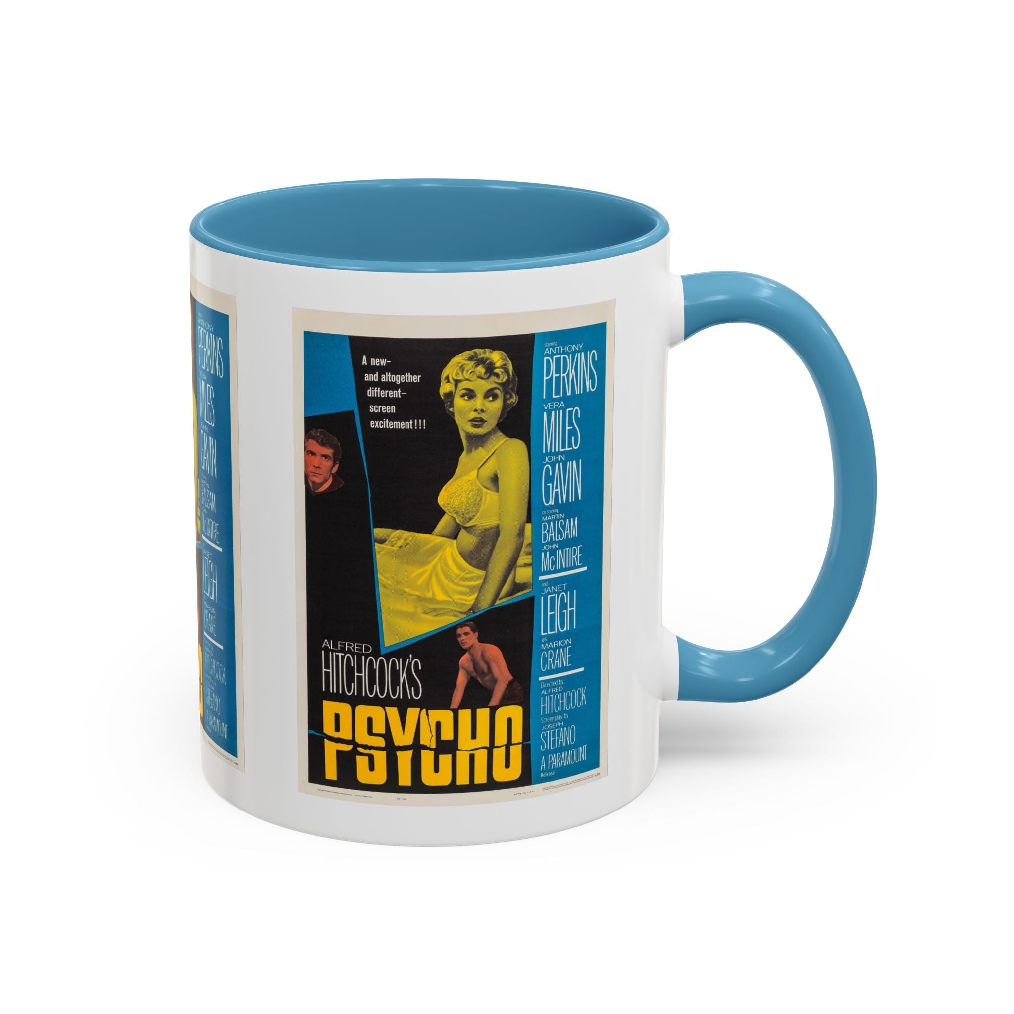 Cult Classic Movie Poster Art Accent Coffee Mug (11, 15oz) - Psycho Halftone Version 1960 - POPvault
