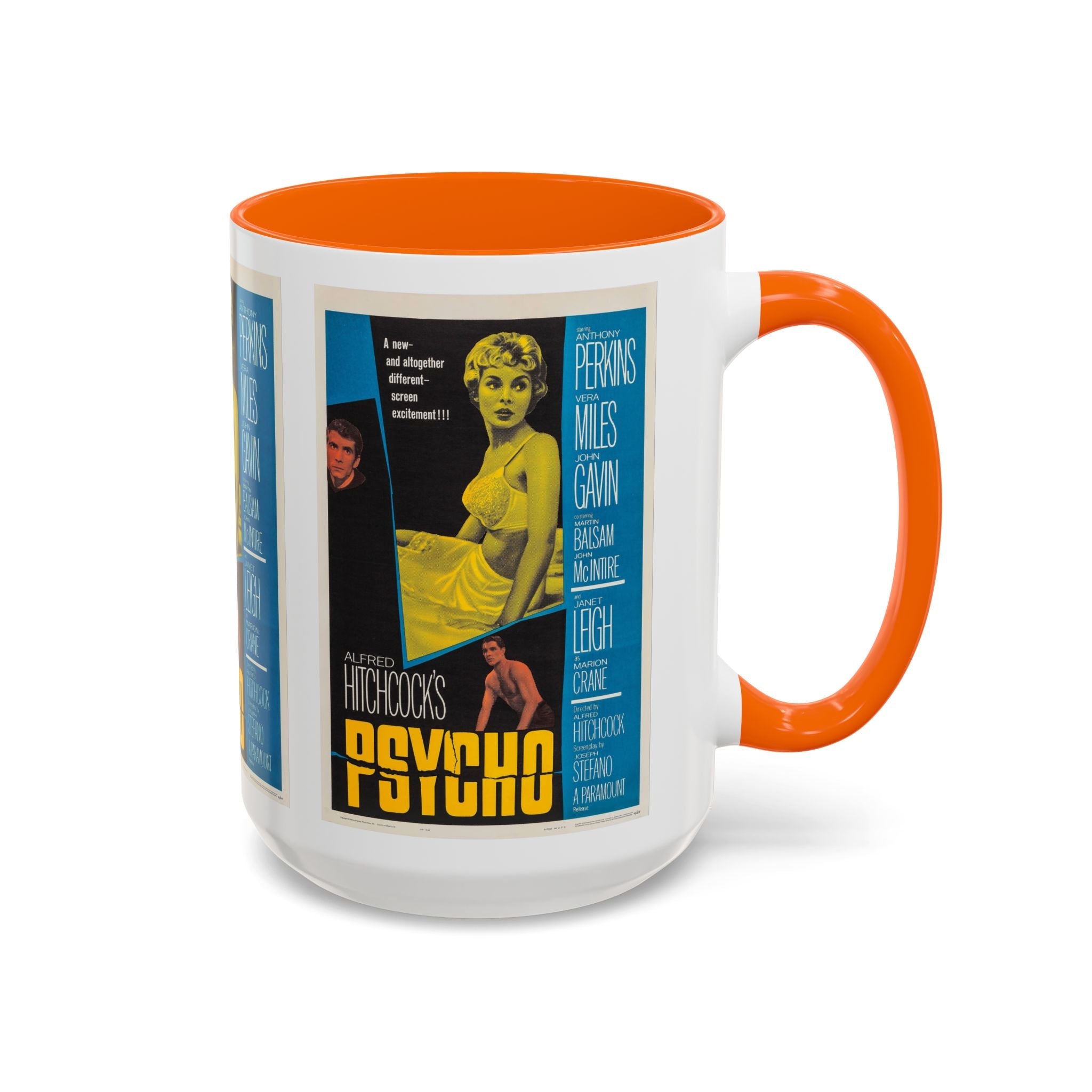 Cult Classic Movie Poster Art Accent Coffee Mug (11, 15oz) - Psycho Halftone Version 1960 - POPvault