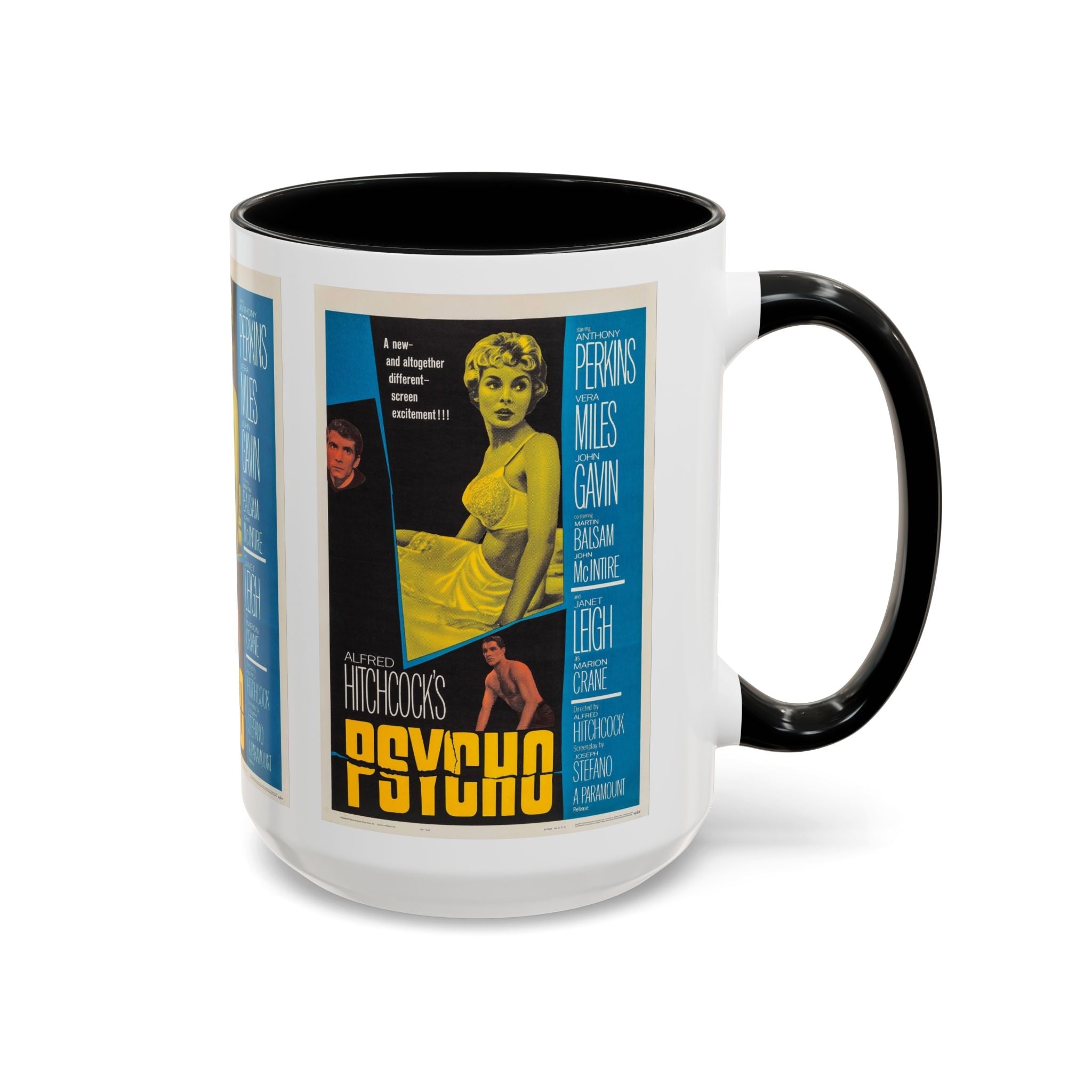 Cult Classic Movie Poster Art Accent Coffee Mug (11, 15oz) - Psycho Halftone Version 1960 - POPvault