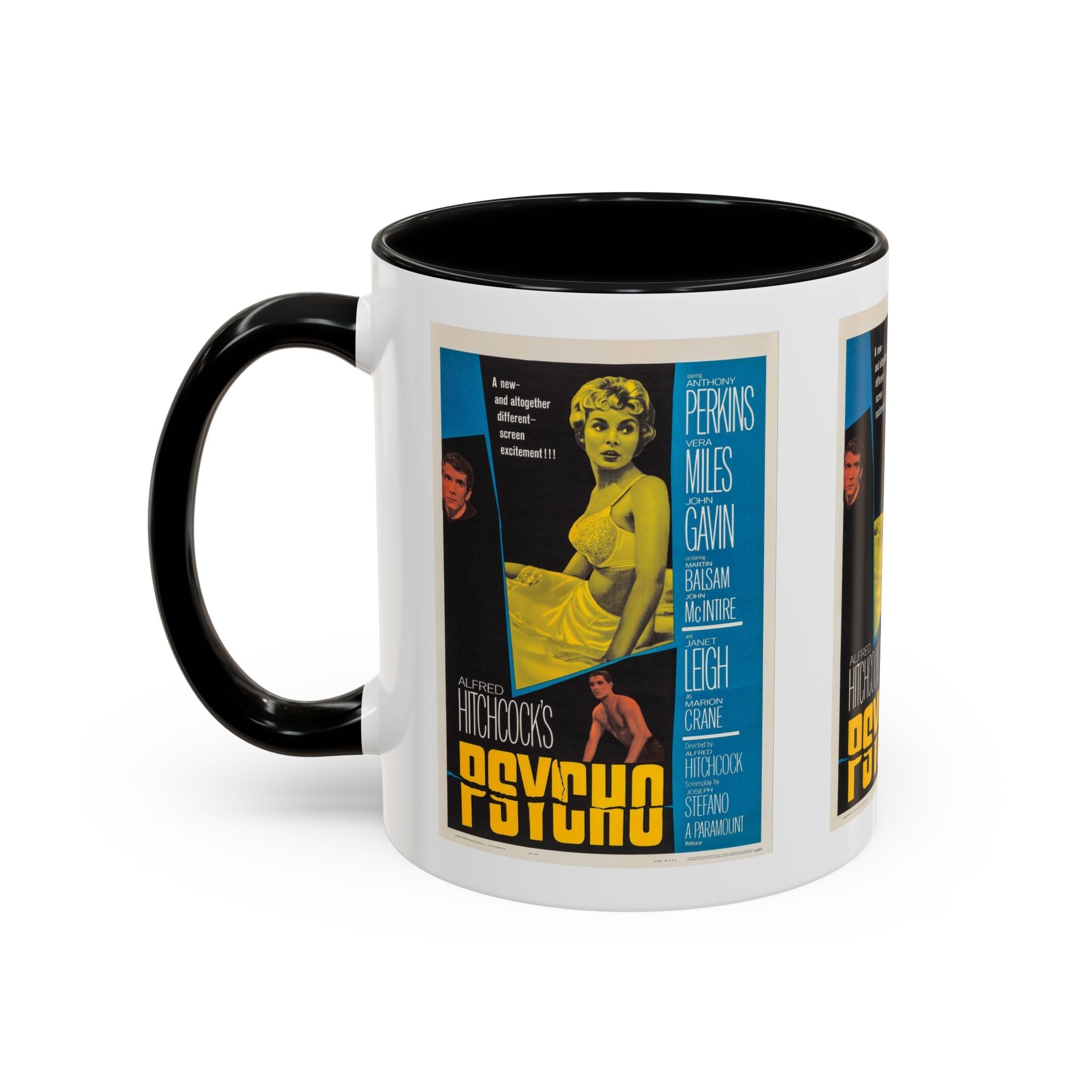 Cult Classic Movie Poster Art Accent Coffee Mug (11, 15oz) - Psycho Halftone Version 1960 - POPvault