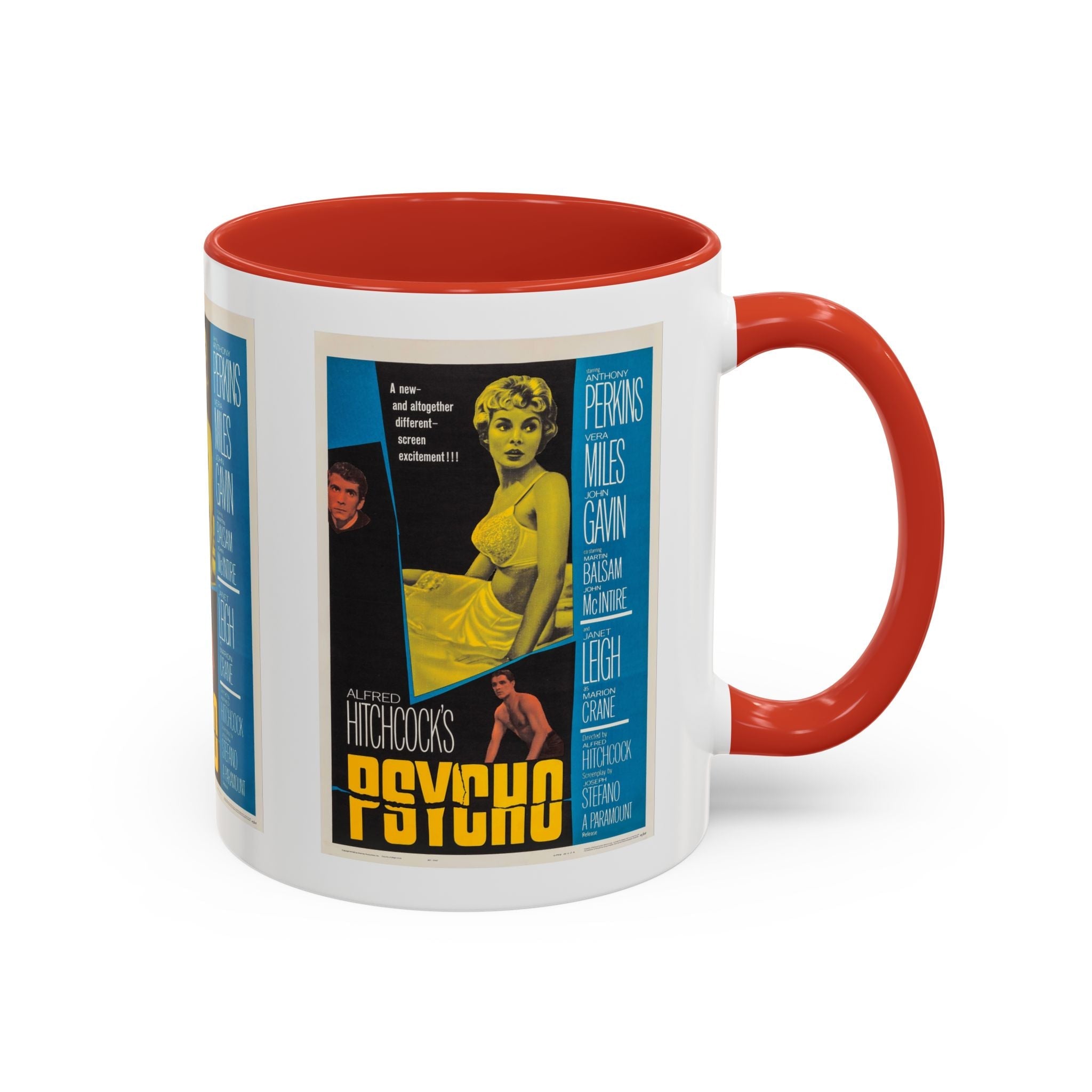 Cult Classic Movie Poster Art Accent Coffee Mug (11, 15oz) - Psycho Halftone Version 1960 - POPvault