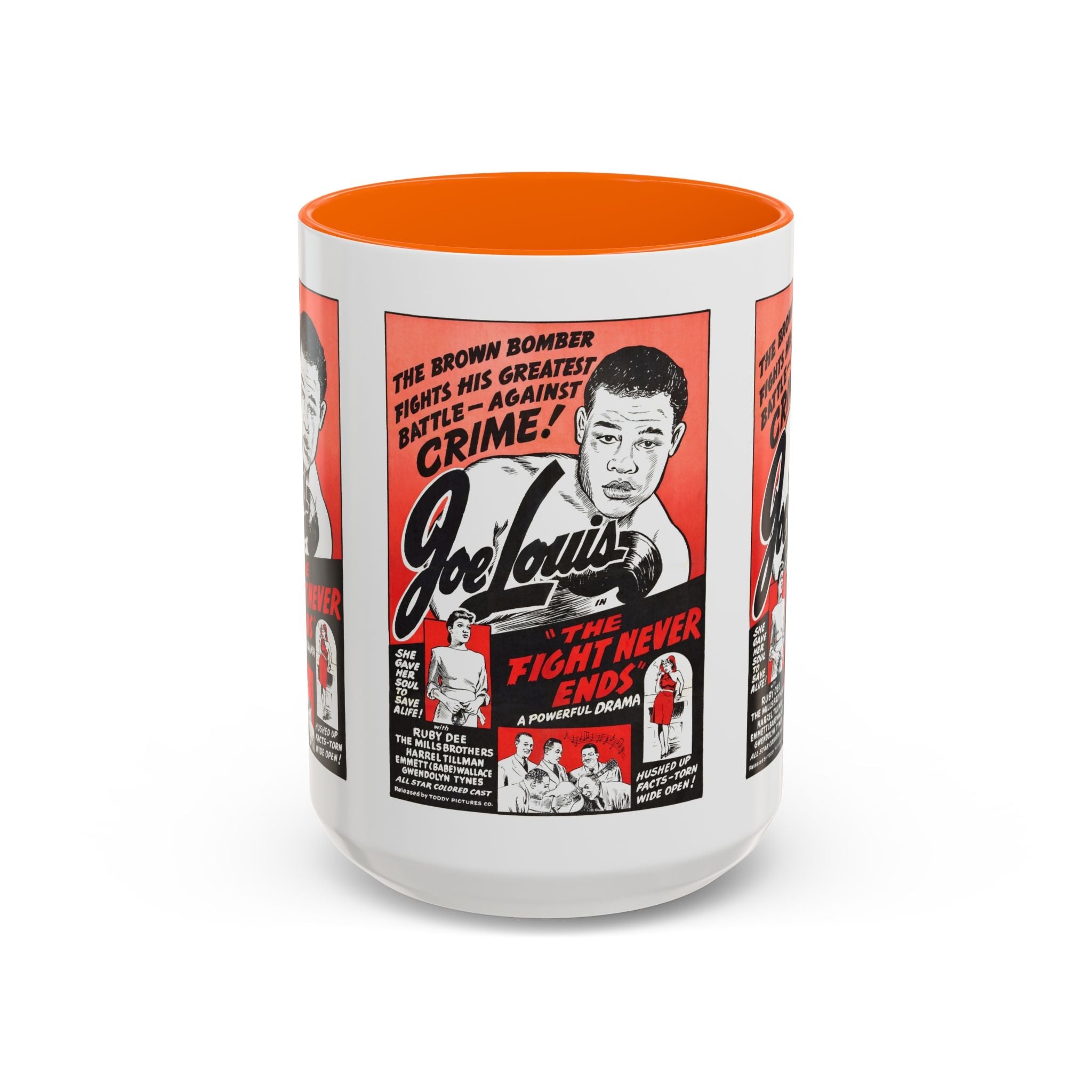 Cult Classic Movie Poster Art Accent Coffee Mug (11, 15oz) - The Fight Never Ends | Joe Lewis 1948 - POPvault