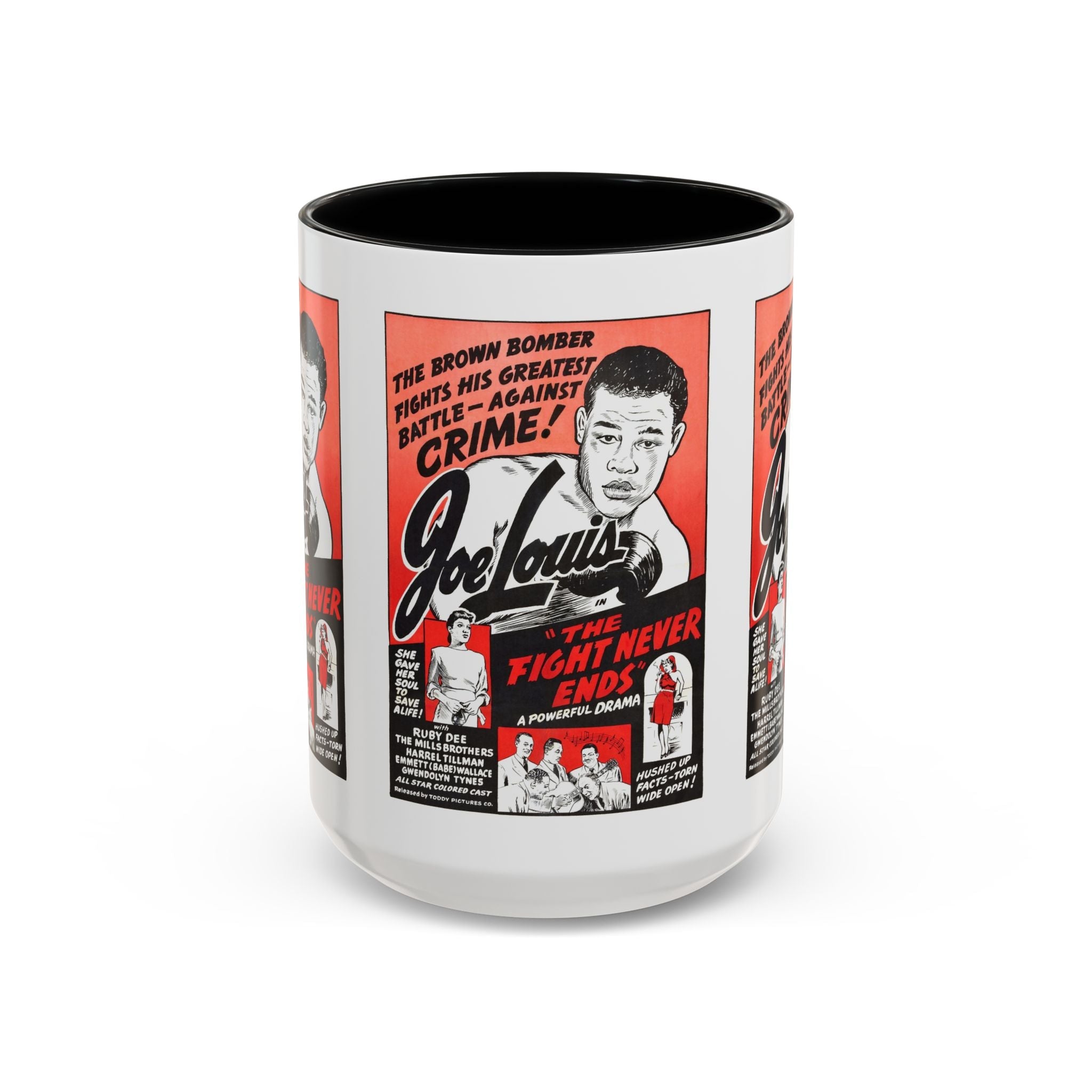 Cult Classic Movie Poster Art Accent Coffee Mug (11, 15oz) - The Fight Never Ends | Joe Lewis 1948 - POPvault
