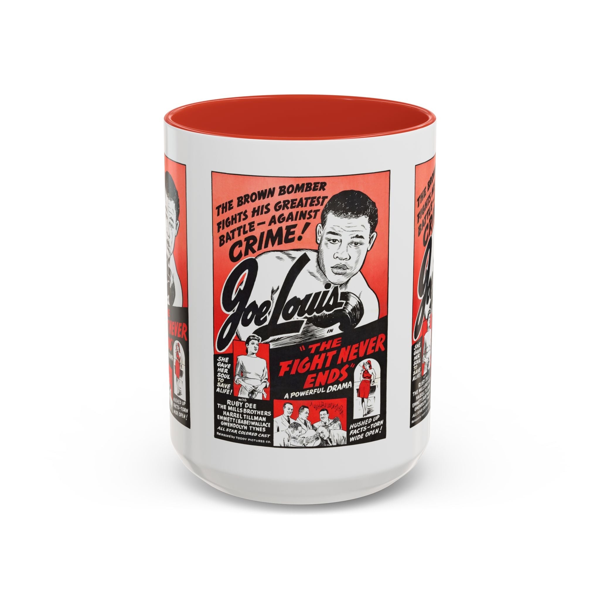 Cult Classic Movie Poster Art Accent Coffee Mug (11, 15oz) - The Fight Never Ends | Joe Lewis 1948 - POPvault