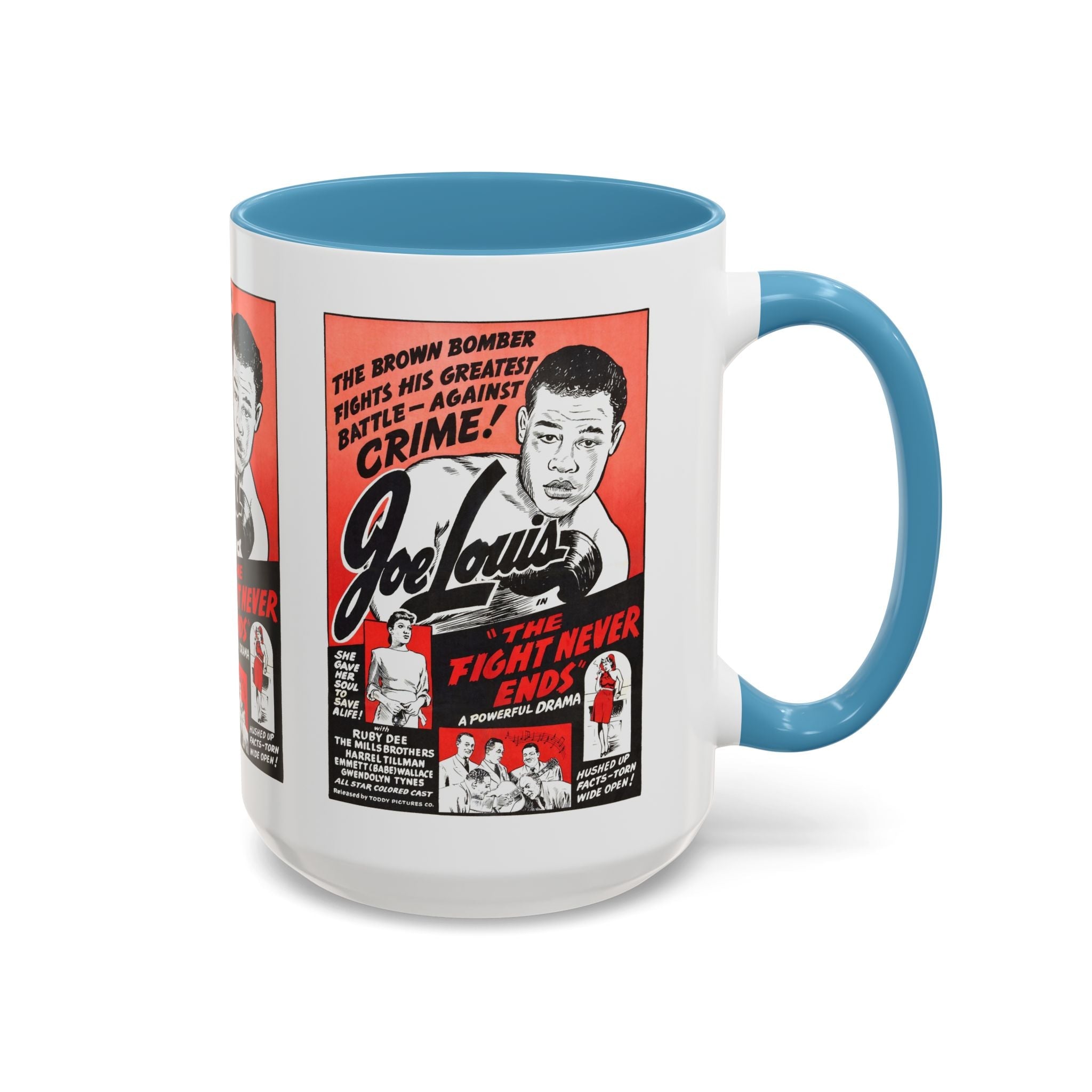 Cult Classic Movie Poster Art Accent Coffee Mug (11, 15oz) - The Fight Never Ends | Joe Lewis 1948 - POPvault