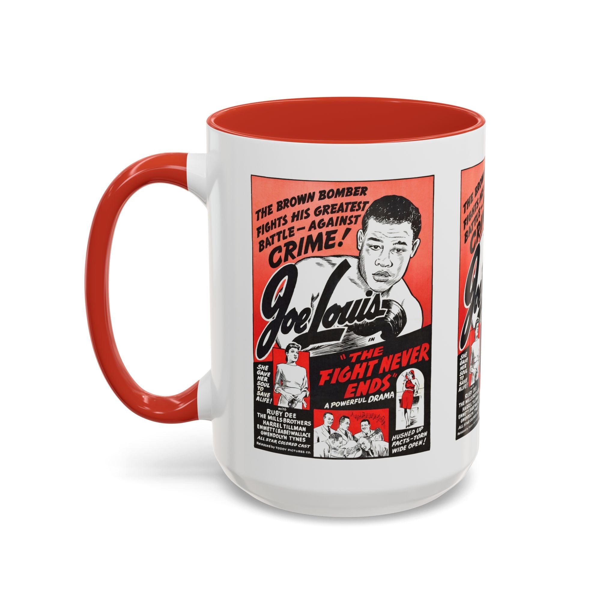Cult Classic Movie Poster Art Accent Coffee Mug (11, 15oz) - The Fight Never Ends | Joe Lewis 1948 - POPvault
