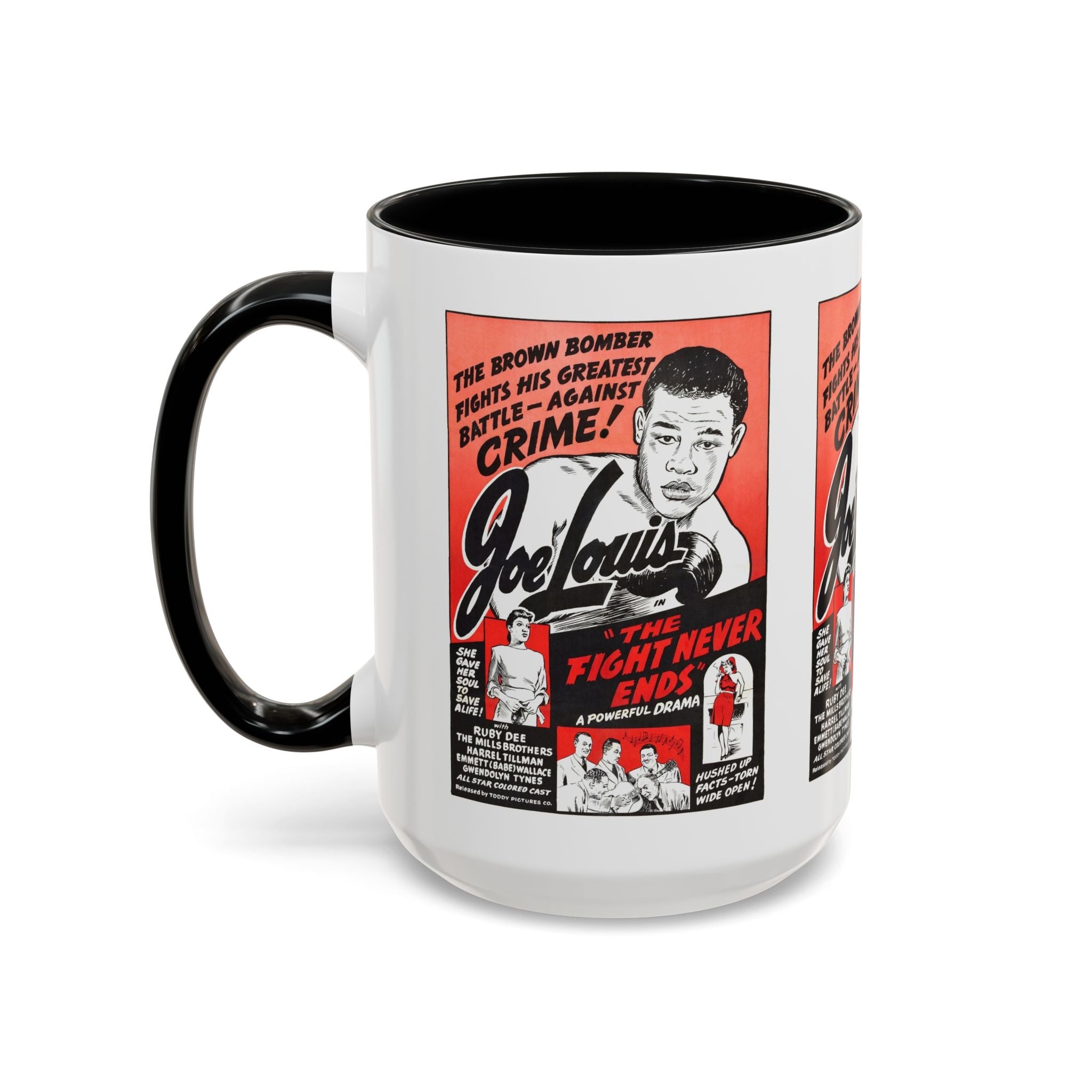 Cult Classic Movie Poster Art Accent Coffee Mug (11, 15oz) - The Fight Never Ends | Joe Lewis 1948 - POPvault