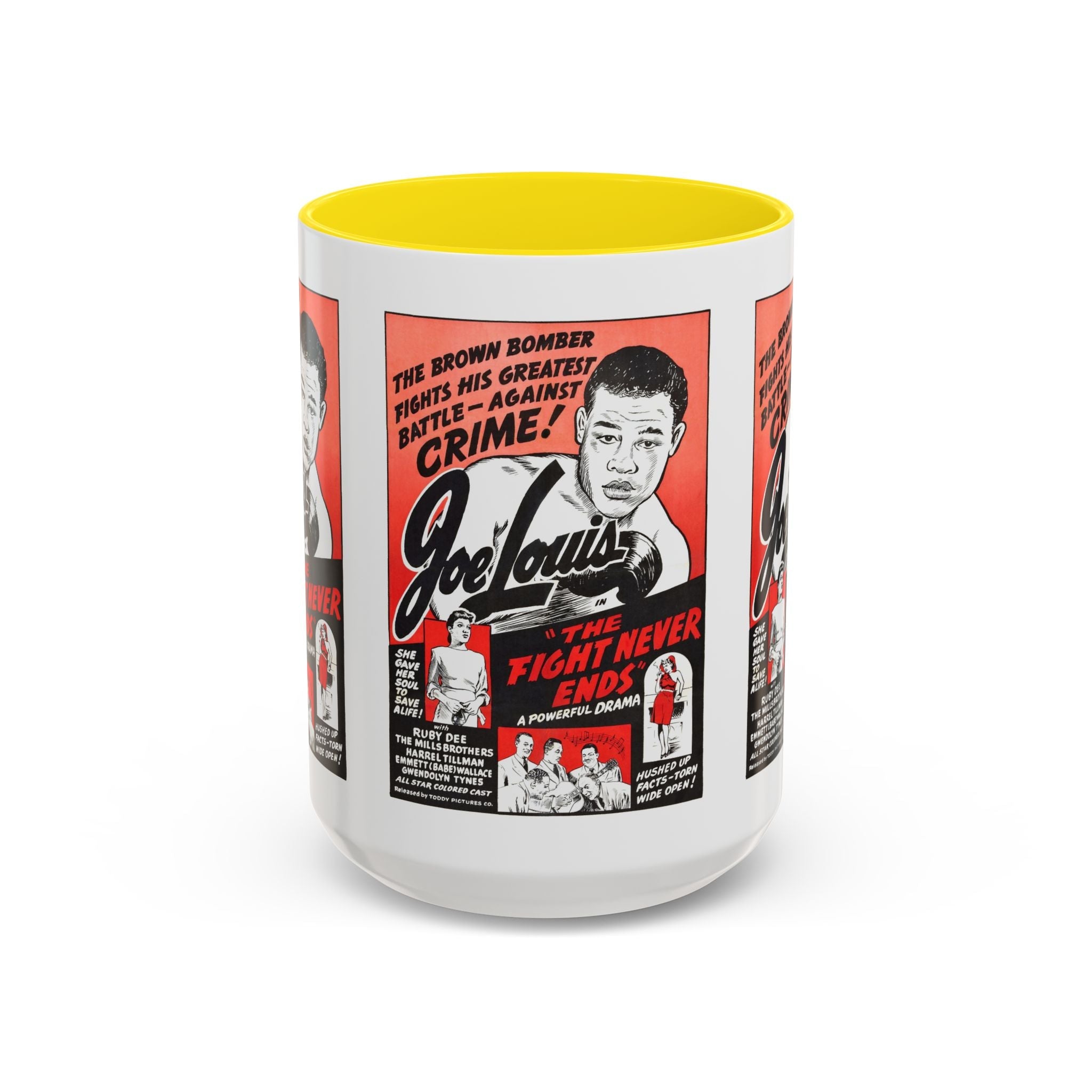 Cult Classic Movie Poster Art Accent Coffee Mug (11, 15oz) - The Fight Never Ends | Joe Lewis 1948 - POPvault