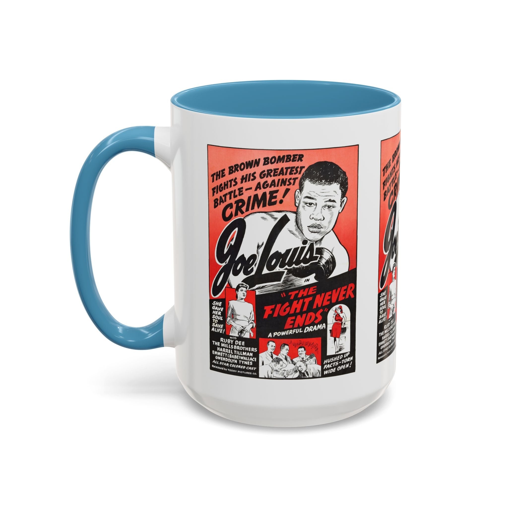 Cult Classic Movie Poster Art Accent Coffee Mug (11, 15oz) - The Fight Never Ends | Joe Lewis 1948 - POPvault