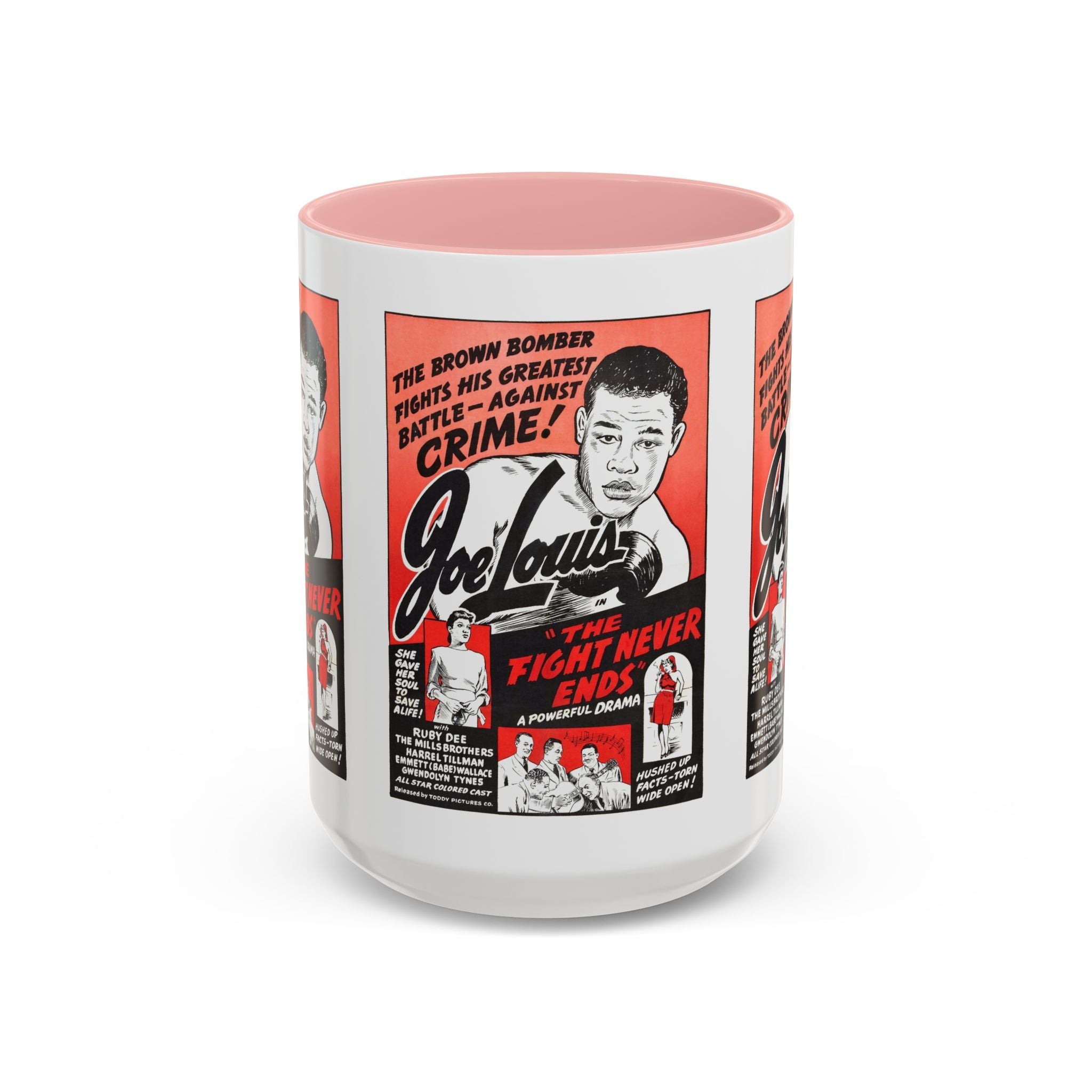 Cult Classic Movie Poster Art Accent Coffee Mug (11, 15oz) - The Fight Never Ends | Joe Lewis 1948 - POPvault