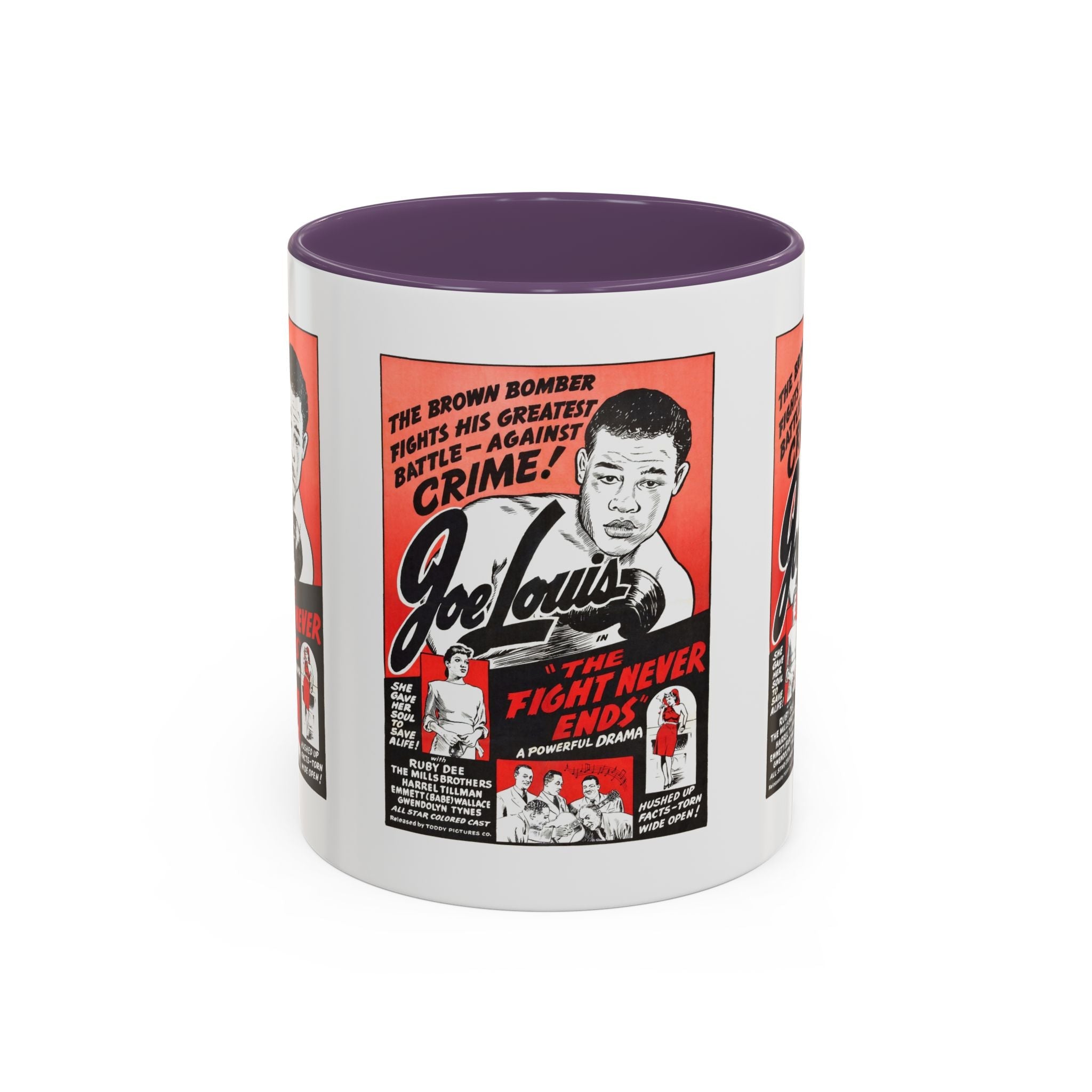 Cult Classic Movie Poster Art Accent Coffee Mug (11, 15oz) - The Fight Never Ends | Joe Lewis 1948 - POPvault