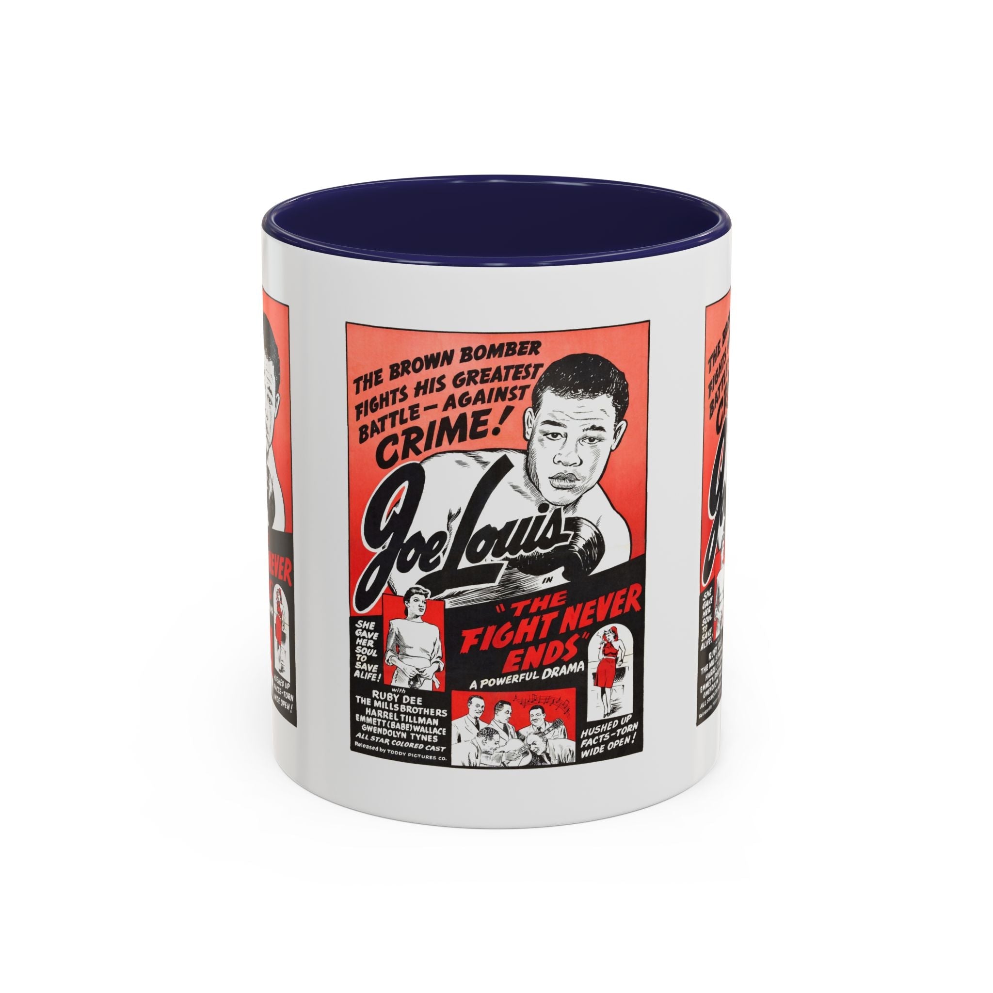 Cult Classic Movie Poster Art Accent Coffee Mug (11, 15oz) - The Fight Never Ends | Joe Lewis 1948 - POPvault