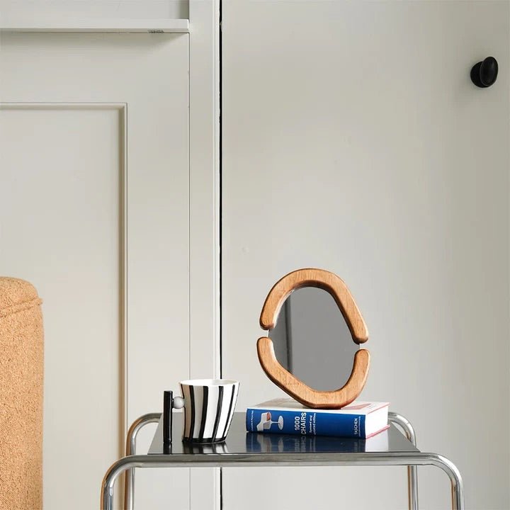 Curvy Natural Wood Tabletop Mirror - POPvault