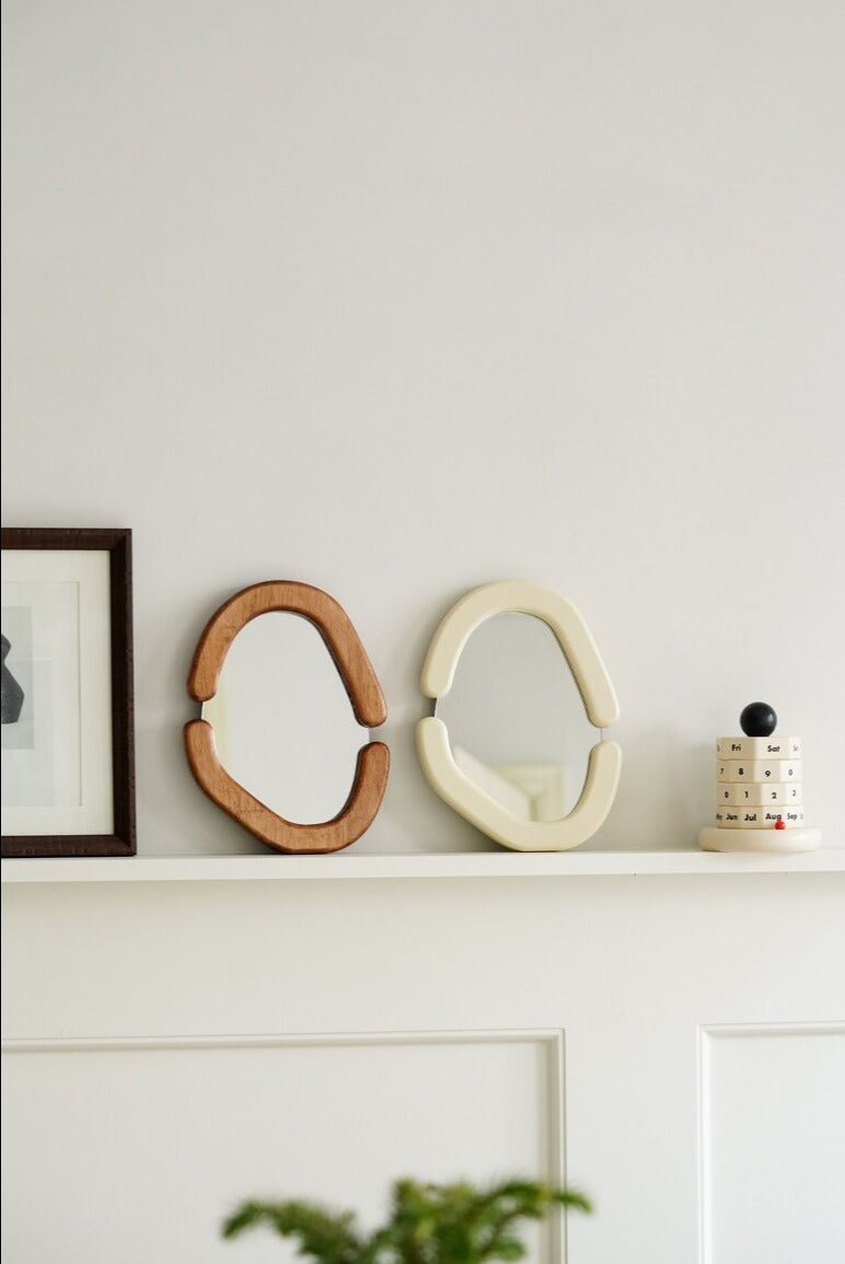 Curvy Natural Wood Tabletop Mirror - POPvault