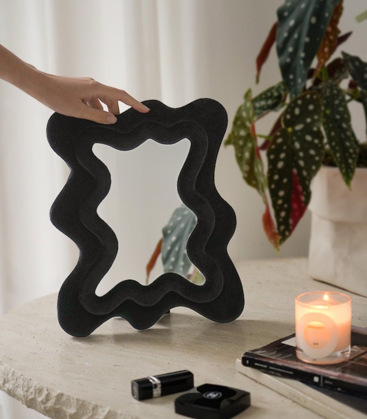 Curvy Velvet Table Top Mirror - POPvault