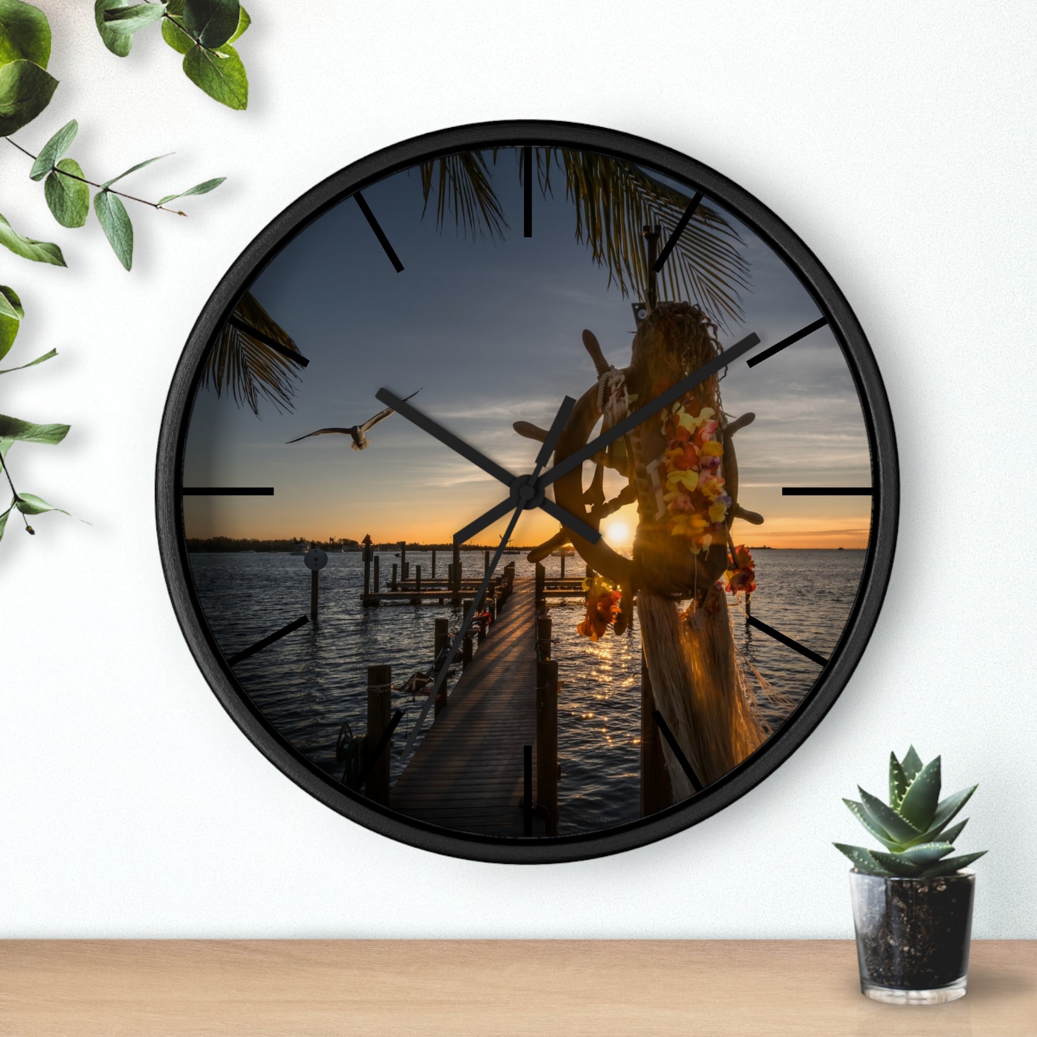 Custom Beach Life Vistas Ahoy Mate Premium Wall Clock - POPvault