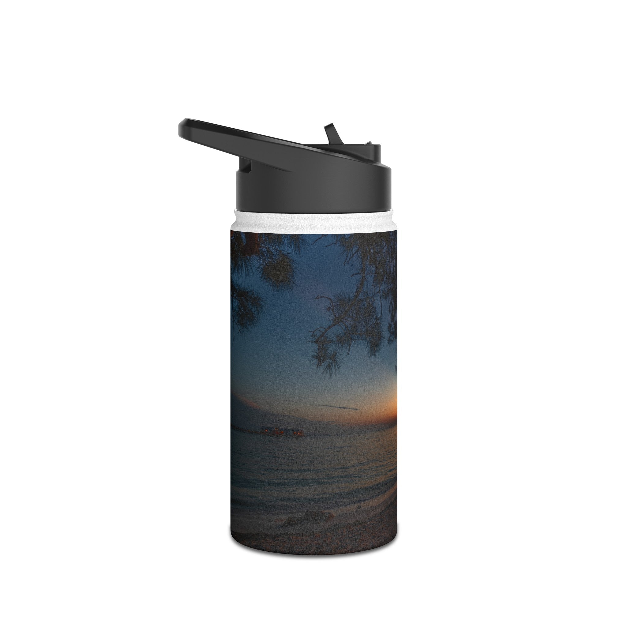 Custom Beach Life Vistas Anna Marie Island 3 Stainless Steel Water Bottle, Standard Lid - POPvault