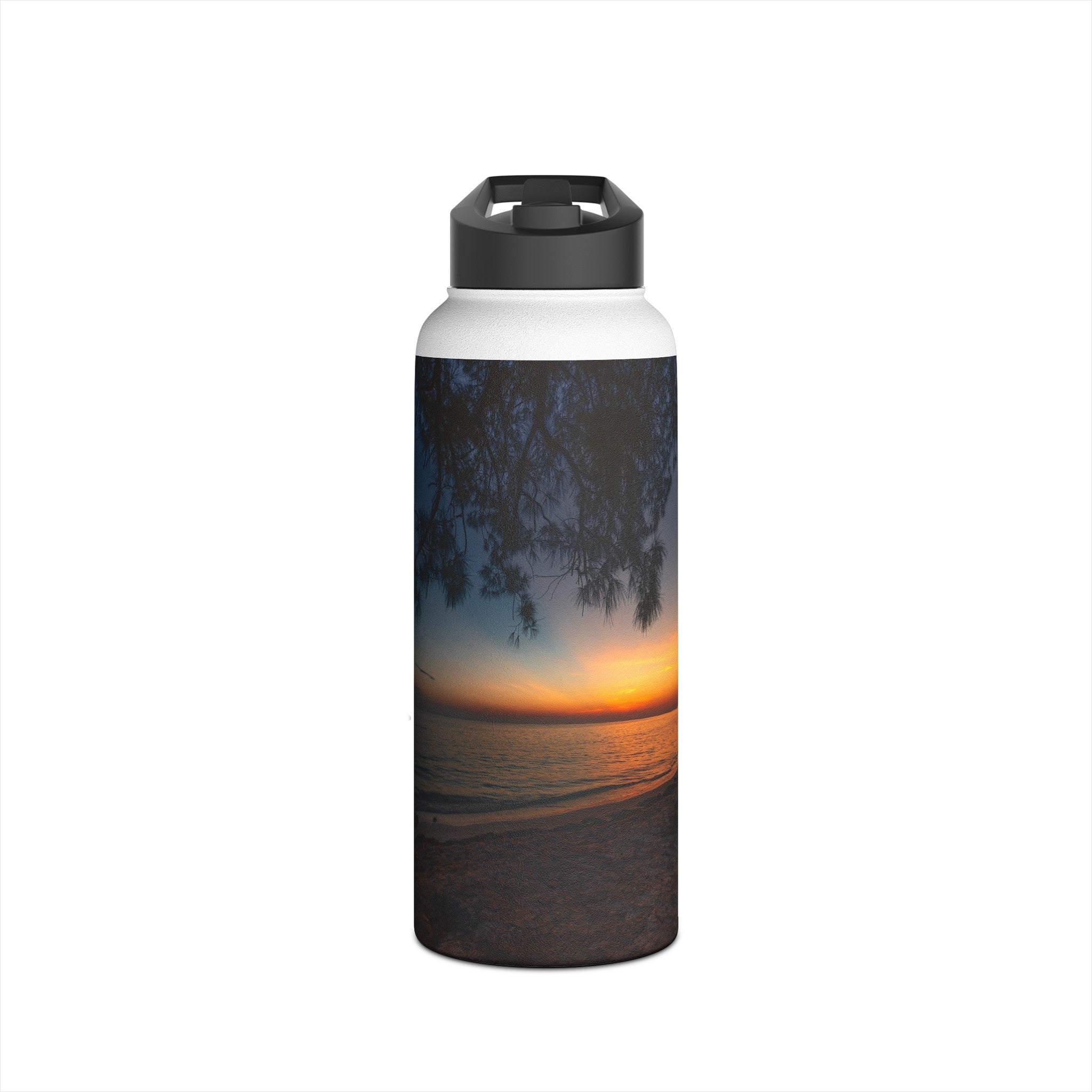 Custom Beach Life Vistas Anna Marie Island 3 Stainless Steel Water Bottle, Standard Lid - POPvault