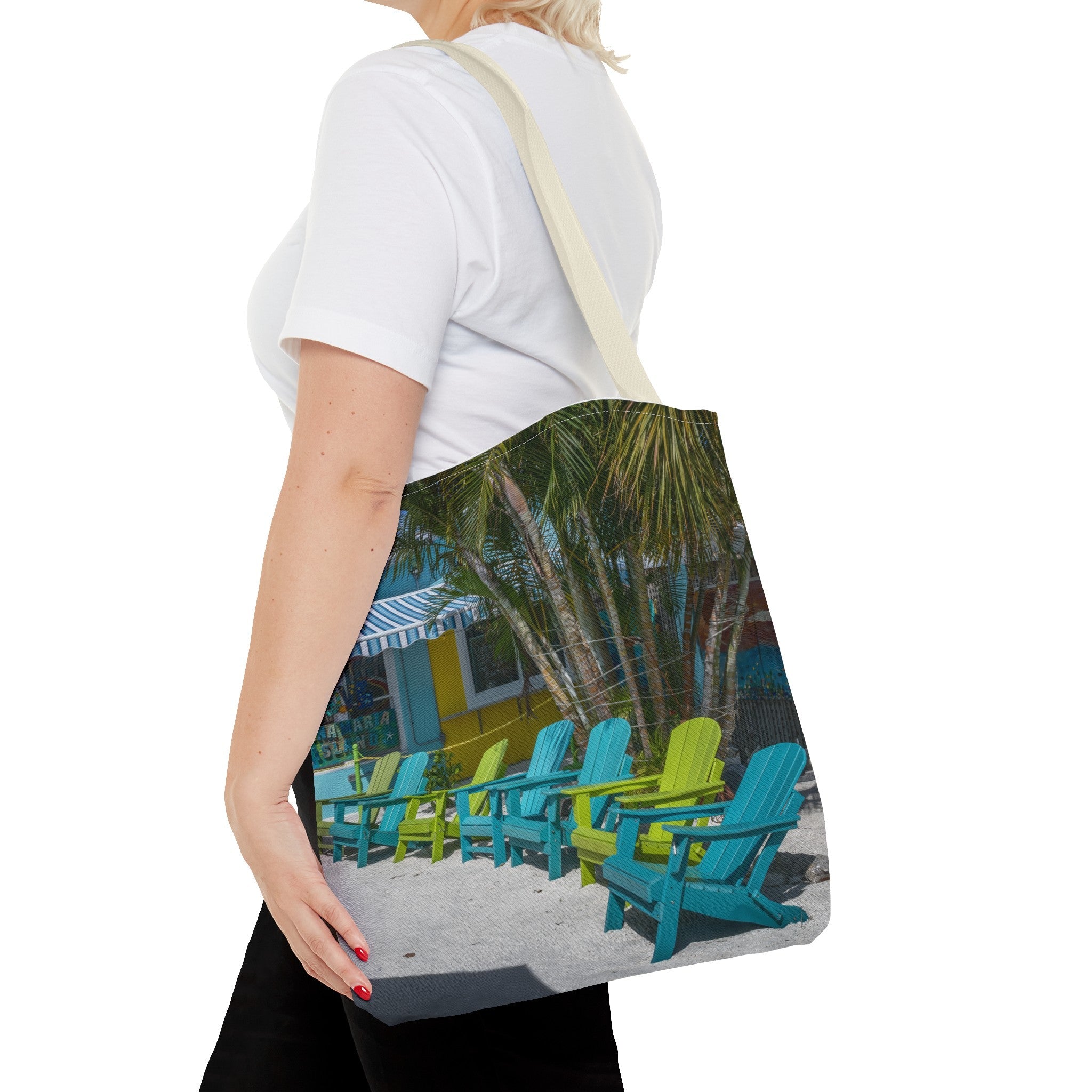 Custom Beach Life Vistas Beach Chairs Tote Bag - POPvault