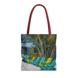 Custom Beach Life Vistas Beach Chairs Tote Bag - POPvault