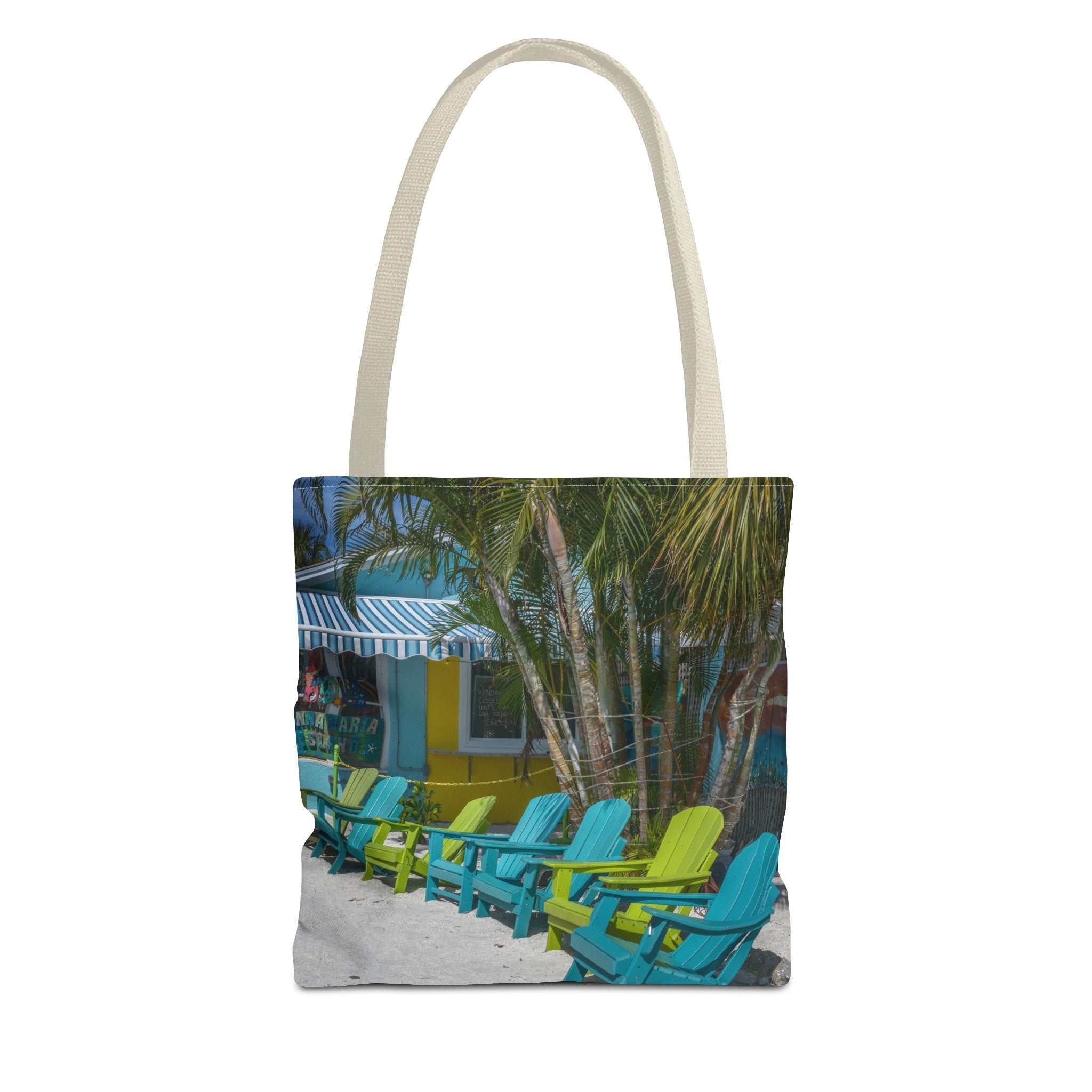 Custom Beach Life Vistas Beach Chairs Tote Bag - POPvault