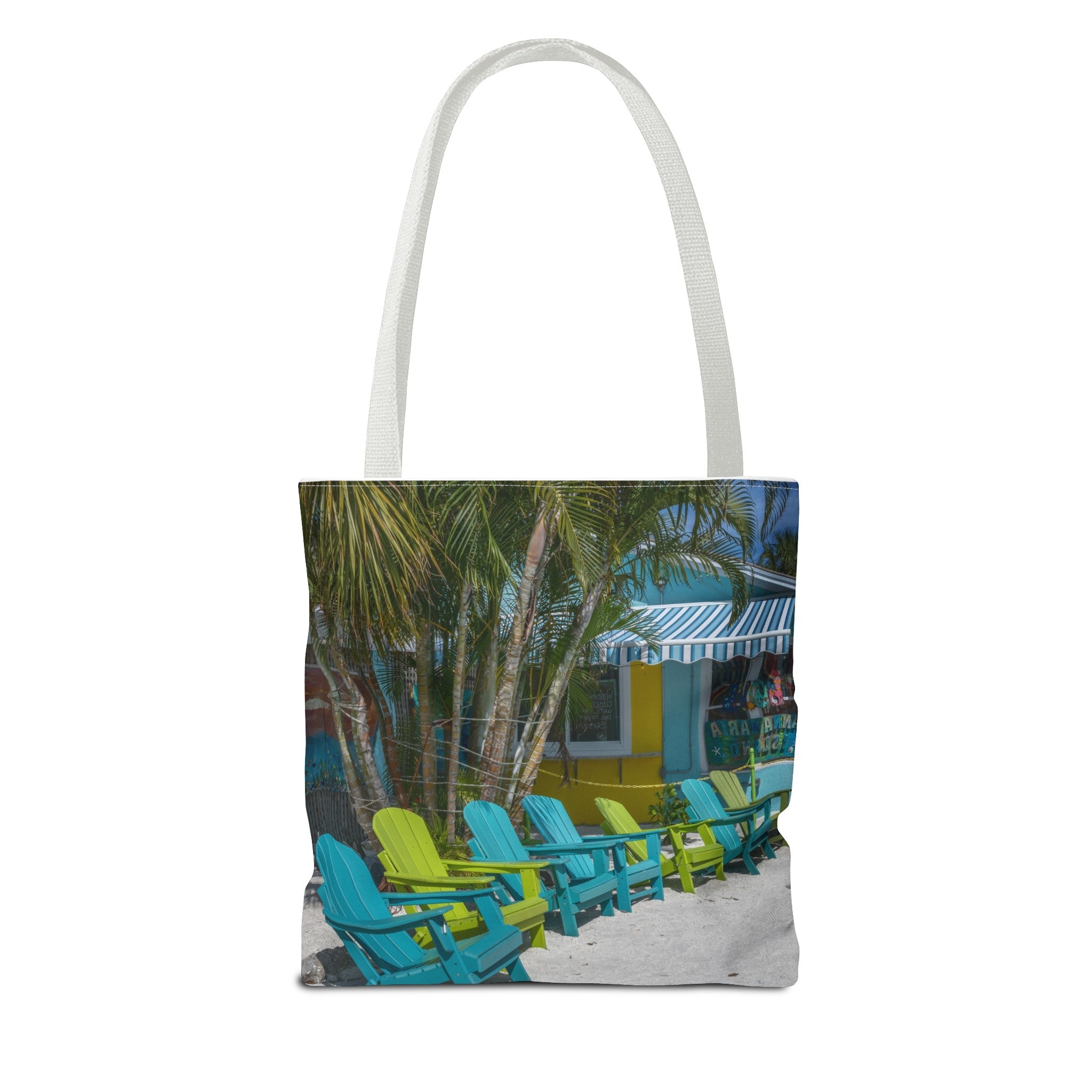 Custom Beach Life Vistas Beach Chairs Tote Bag - POPvault