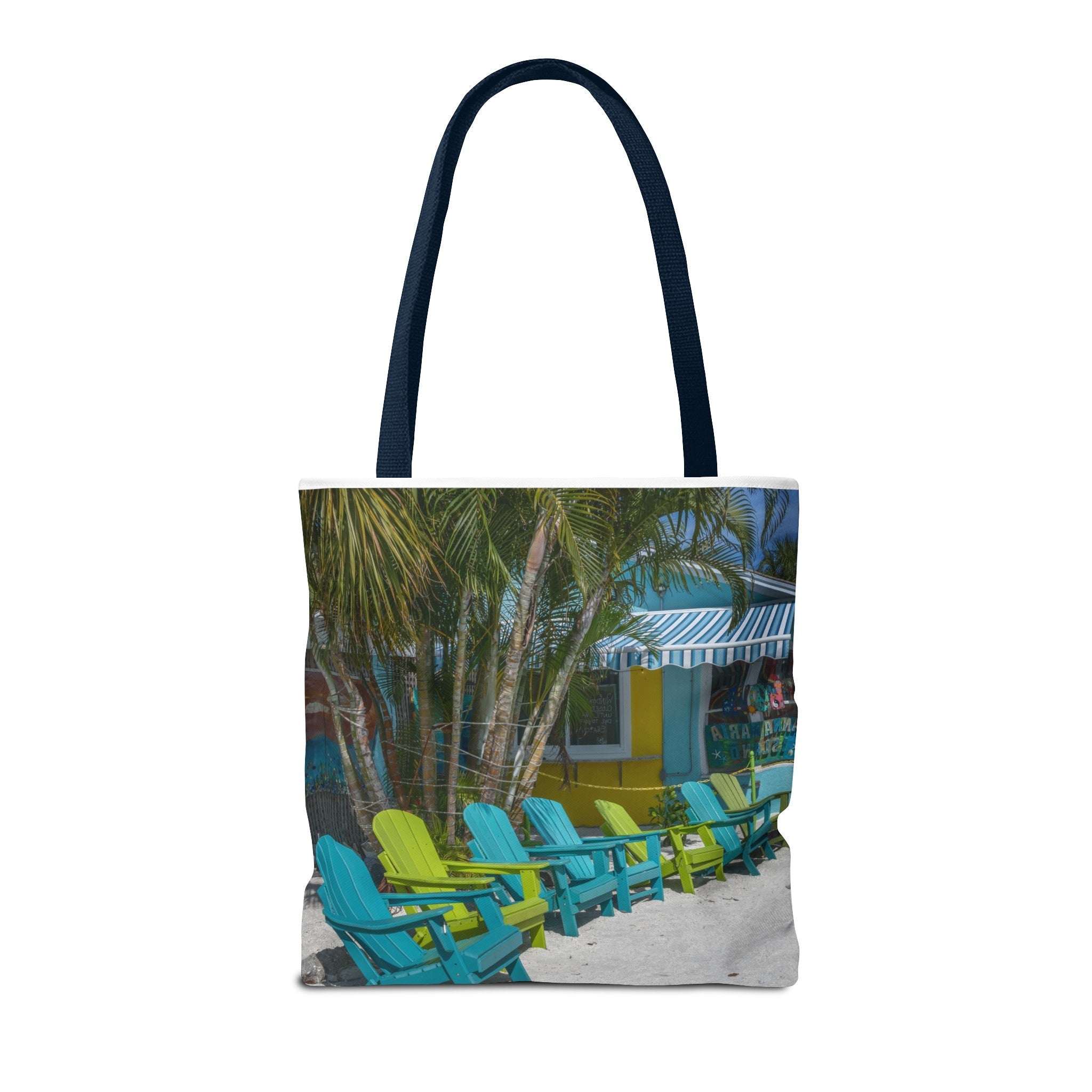 Custom Beach Life Vistas Beach Chairs Tote Bag - POPvault