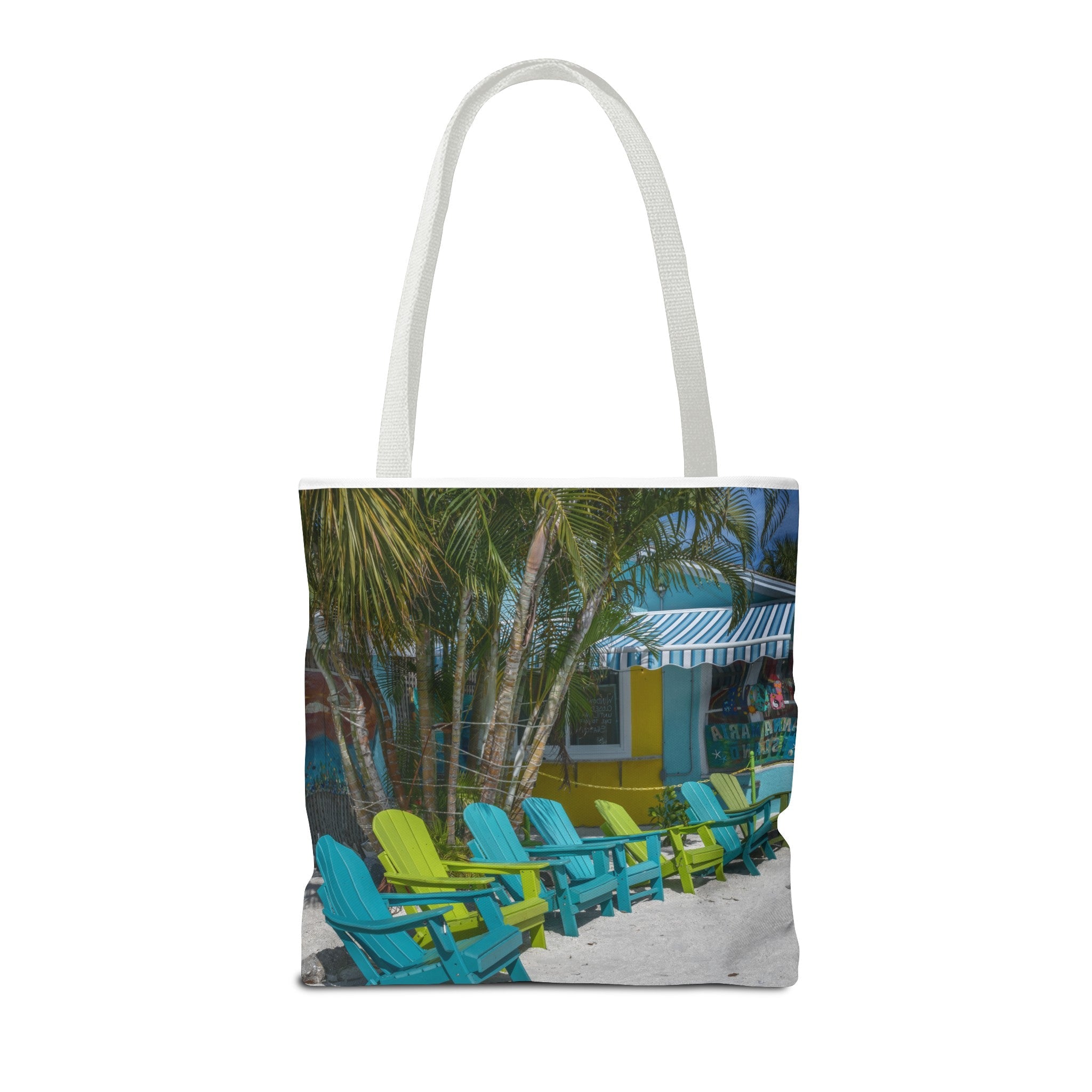 Custom Beach Life Vistas Beach Chairs Tote Bag - POPvault