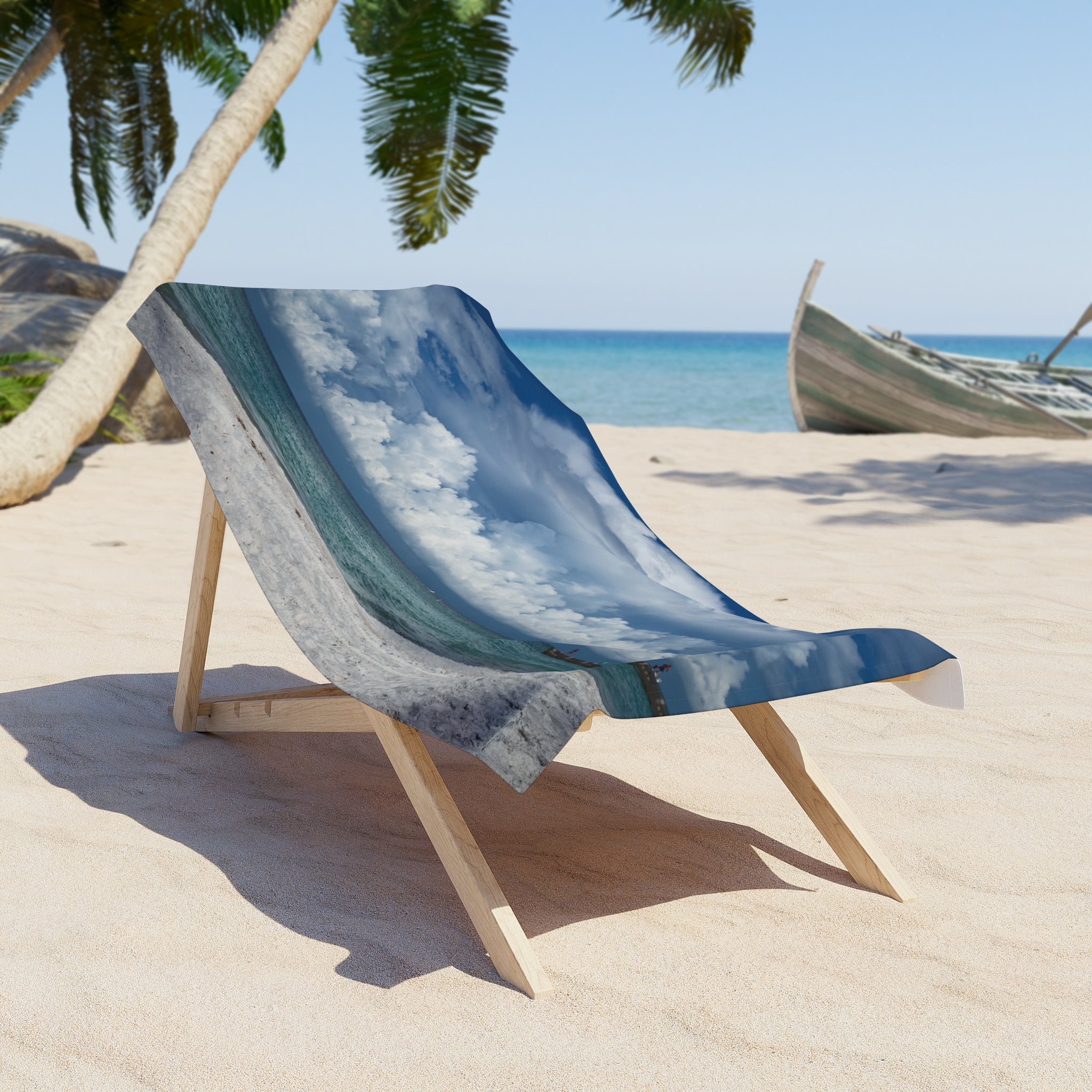 Custom Beach Life Vistas Puffy Clouds Beach Towel - POPvault