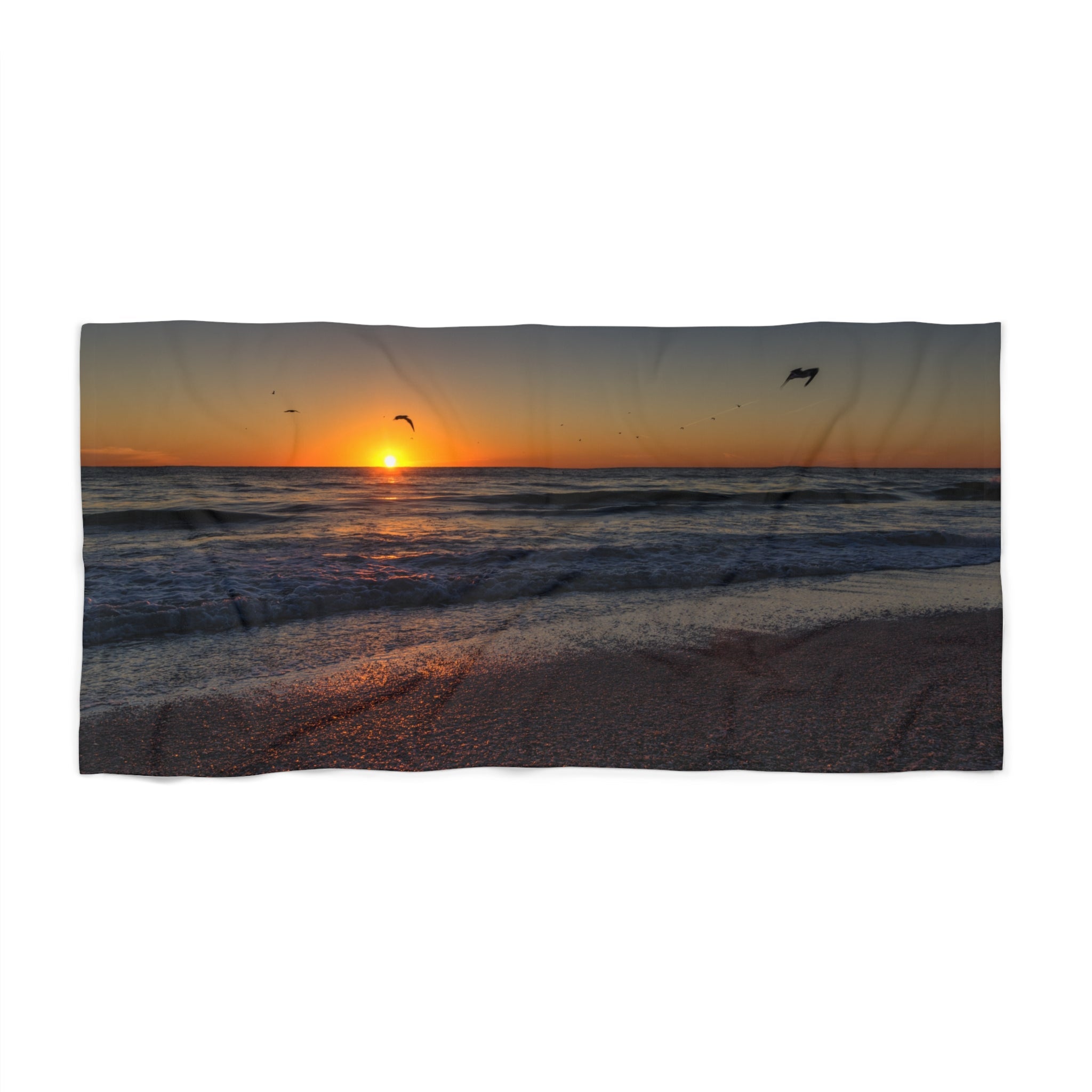 Custom Beach Life Vistas Sunset Birds Beach Towel - POPvault