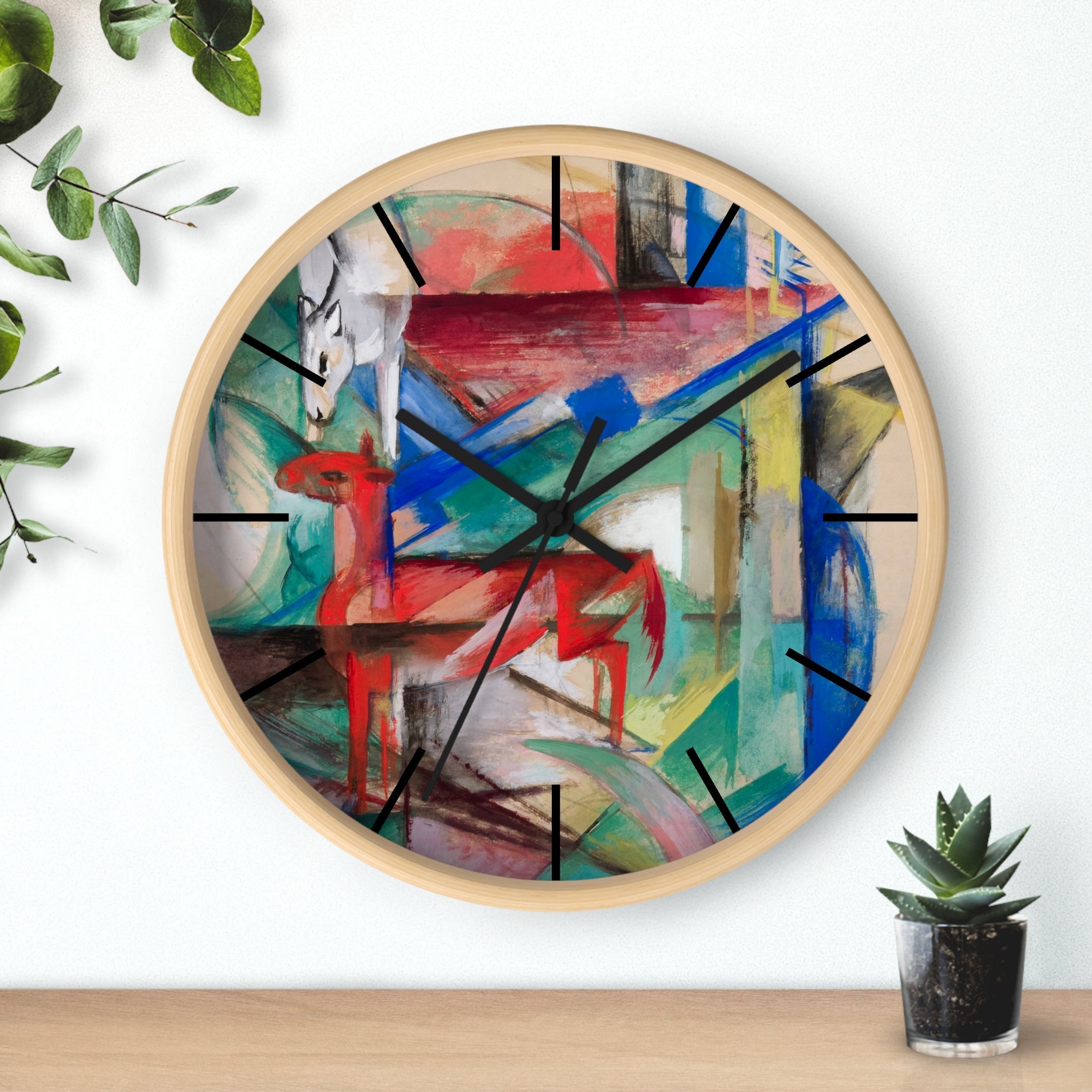 Custom Masters of Art Franz Marc Landscape with Animals Premium Wall Clock - POPvault