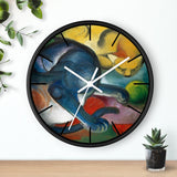 Custom Masters of Art Franz Marc Two Cats, Blue and Yellow Premium Wall Clock - POPvault