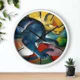 Custom Masters of Art Franz Marc Two Cats, Blue and Yellow Premium Wall Clock - POPvault