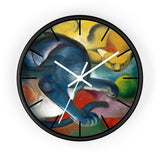 Custom Masters of Art Franz Marc Two Cats, Blue and Yellow Premium Wall Clock - POPvault