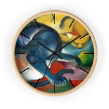 Custom Masters of Art Franz Marc Two Cats, Blue and Yellow Premium Wall Clock - POPvault