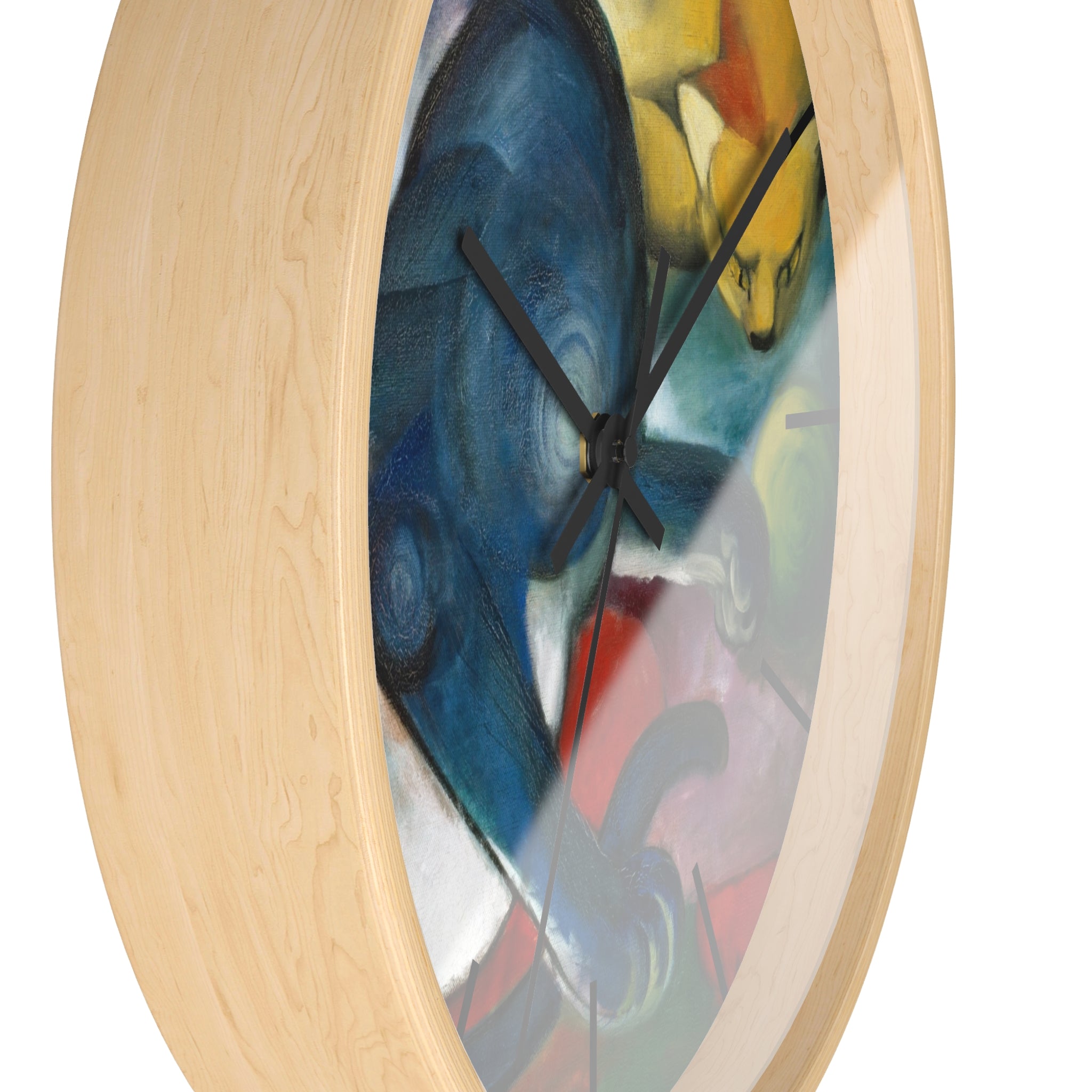 Custom Masters of Art Franz Marc Two Cats, Blue and Yellow Premium Wall Clock - POPvault