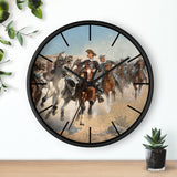 Custom Masters of Art Frederic Remington Dismounted: The Fourth Troopers Moving the Led Horses Premium Wall Clock - POPvault