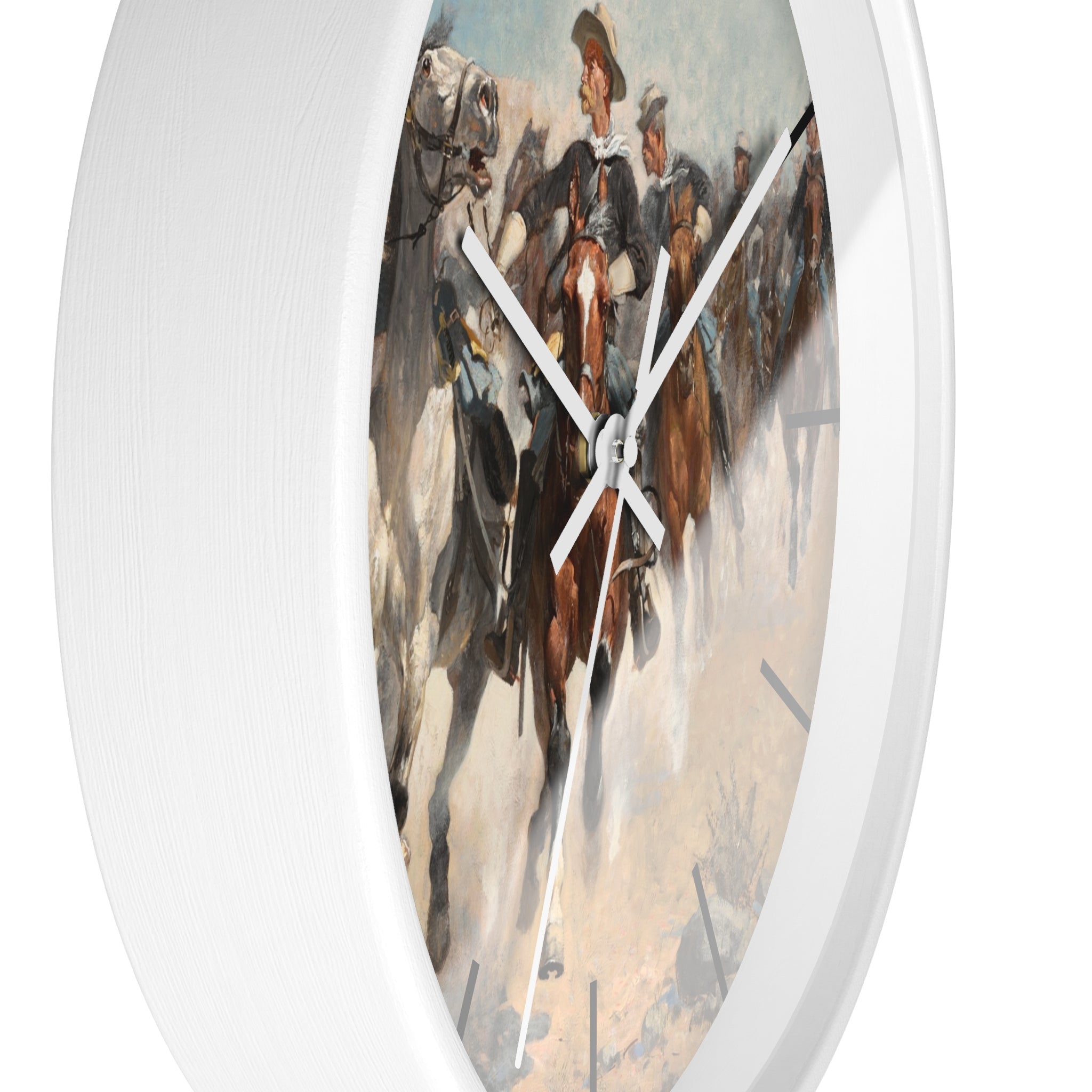 Custom Masters of Art Frederic Remington Dismounted: The Fourth Troopers Moving the Led Horses Premium Wall Clock - POPvault