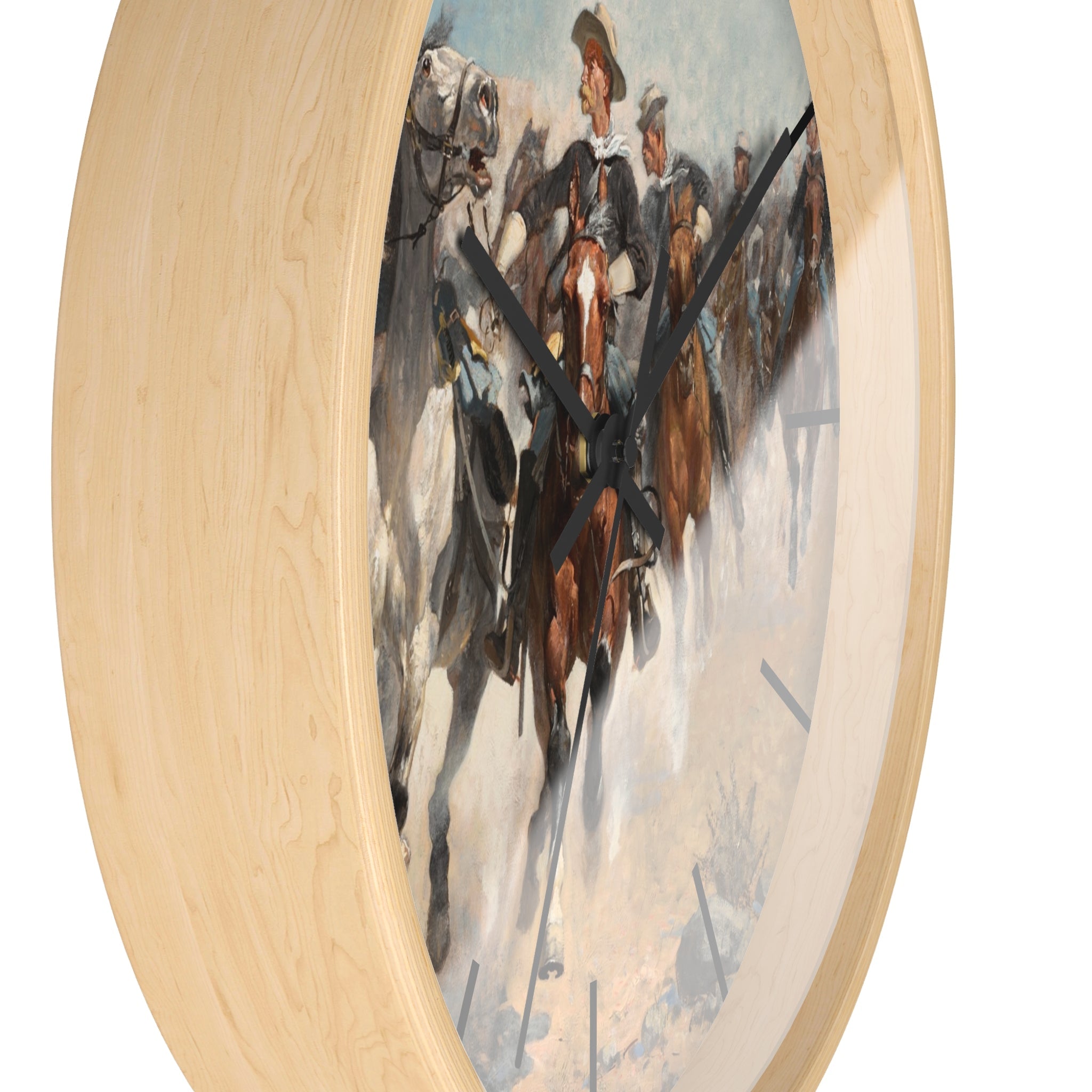 Custom Masters of Art Frederic Remington Dismounted: The Fourth Troopers Moving the Led Horses Premium Wall Clock - POPvault