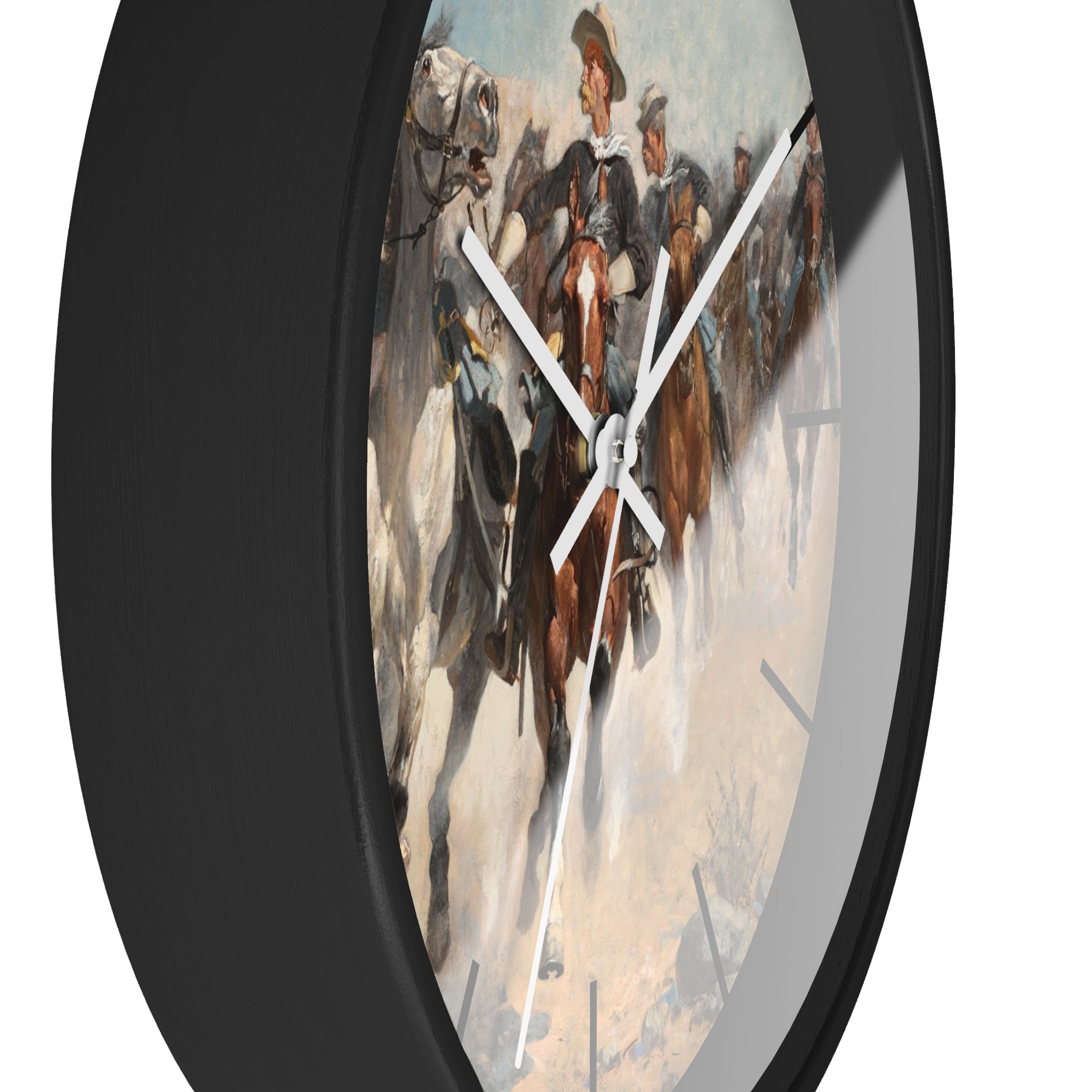 Custom Masters of Art Frederic Remington Dismounted: The Fourth Troopers Moving the Led Horses Premium Wall Clock - POPvault