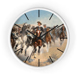 Custom Masters of Art Frederic Remington Dismounted: The Fourth Troopers Moving the Led Horses Premium Wall Clock - POPvault