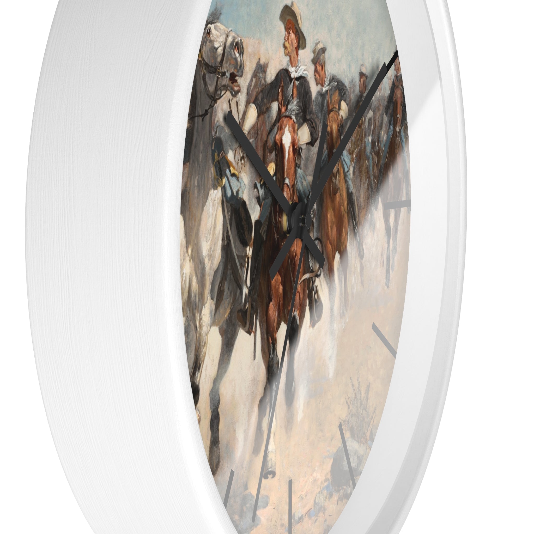 Custom Masters of Art Frederic Remington Dismounted: The Fourth Troopers Moving the Led Horses Premium Wall Clock - POPvault